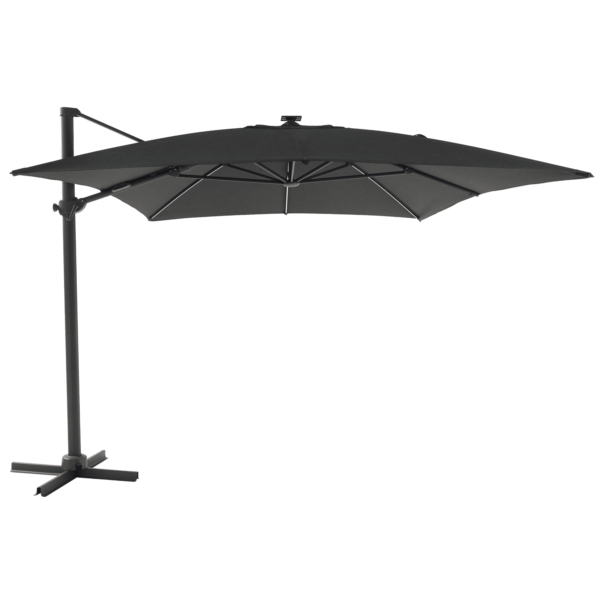 Parasol déporté inclinable à LED rectangulaire 3x4M gris 220g/m² anthracite Edric ECLOZ - Image 4