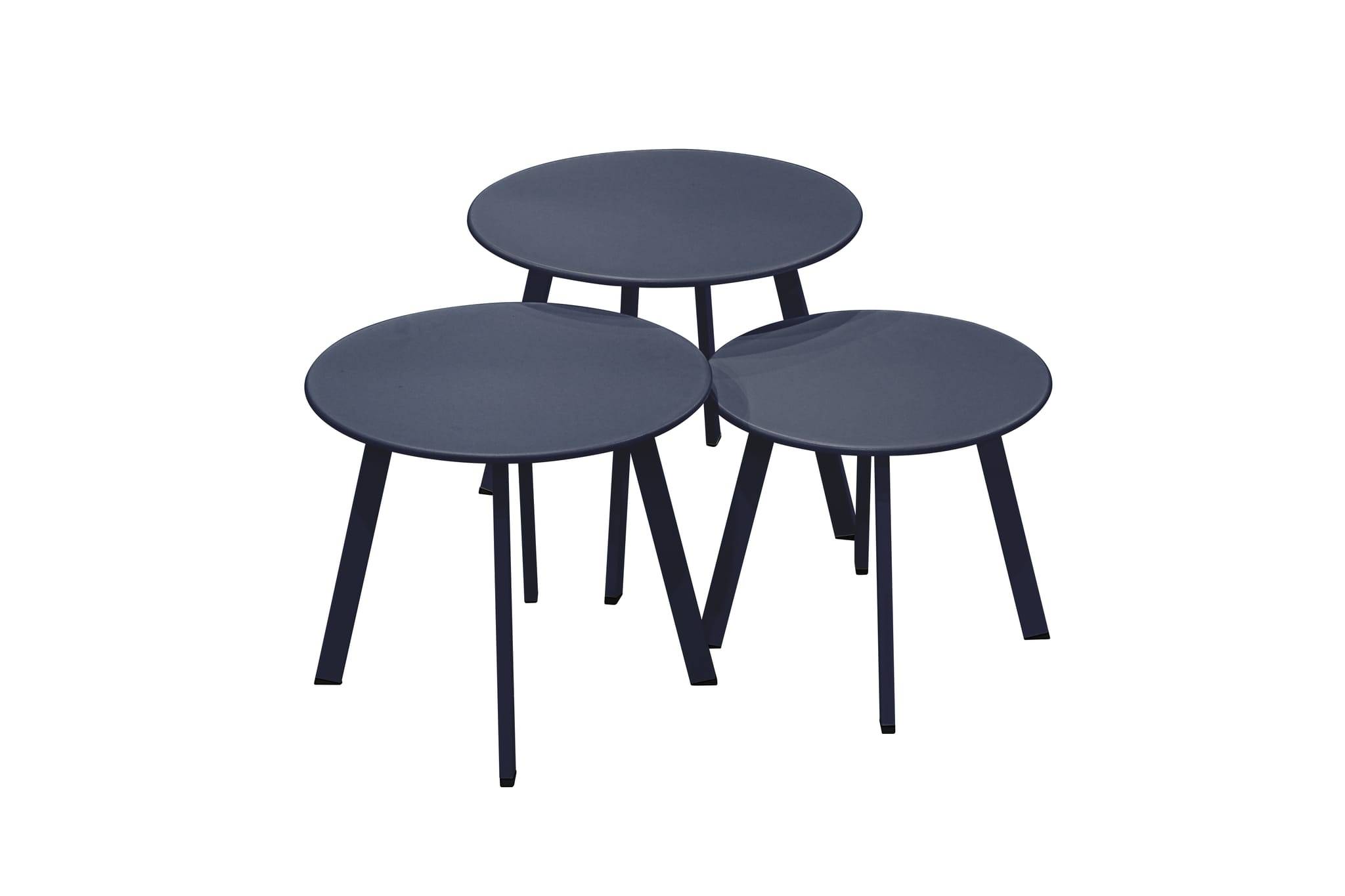 Ecloz - Ensemble 3 tables d'appoint de jardin acier anthracite Fanette ECLOZ - Image 1