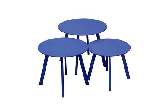 Ecloz - Ensemble 3 tables d'appoint de jardin acier bleu Fanette ECLOZ - Image 1