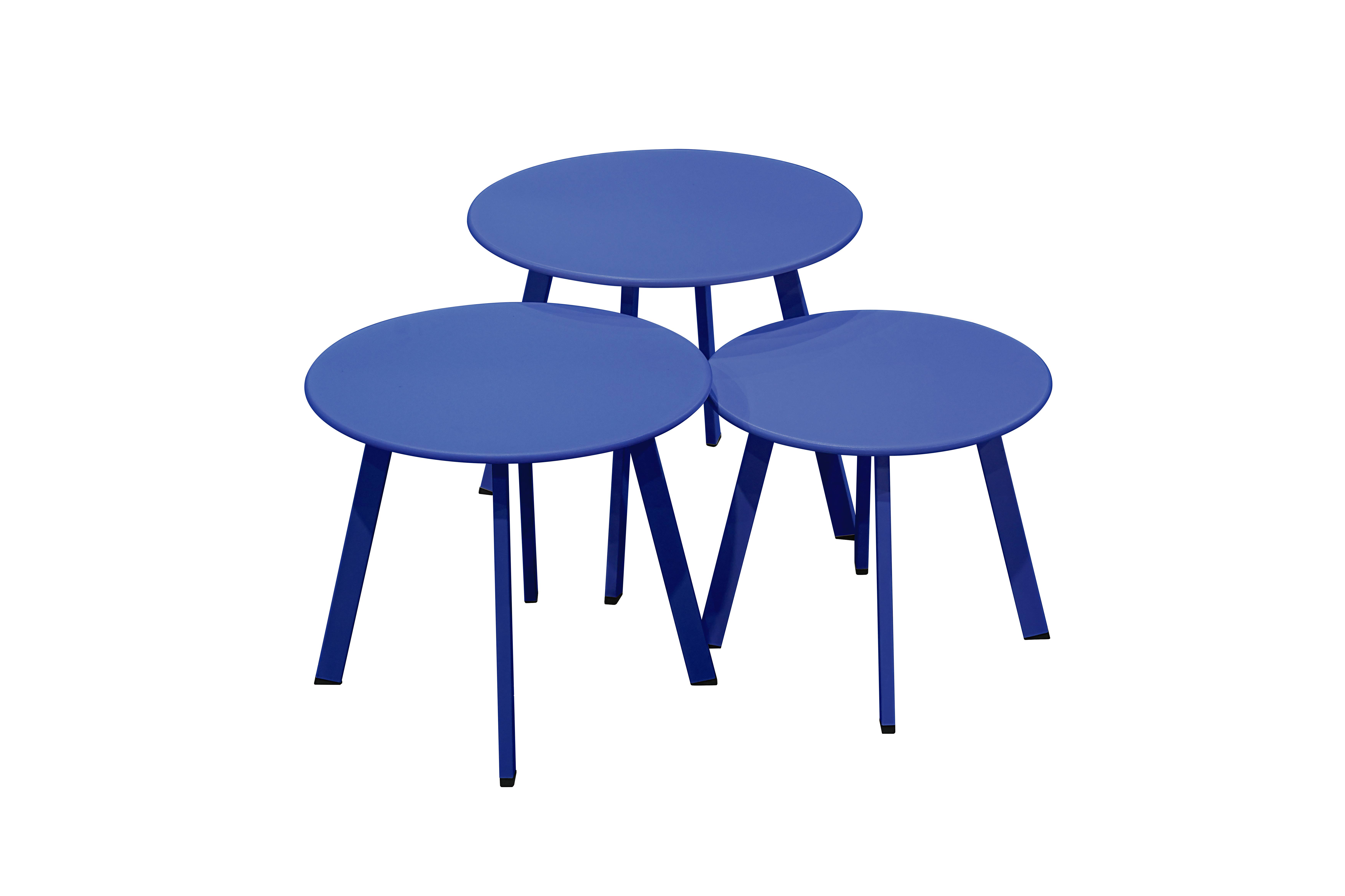 Ecloz - Ensemble 3 tables d'appoint de jardin acier bleu Fanette ECLOZ