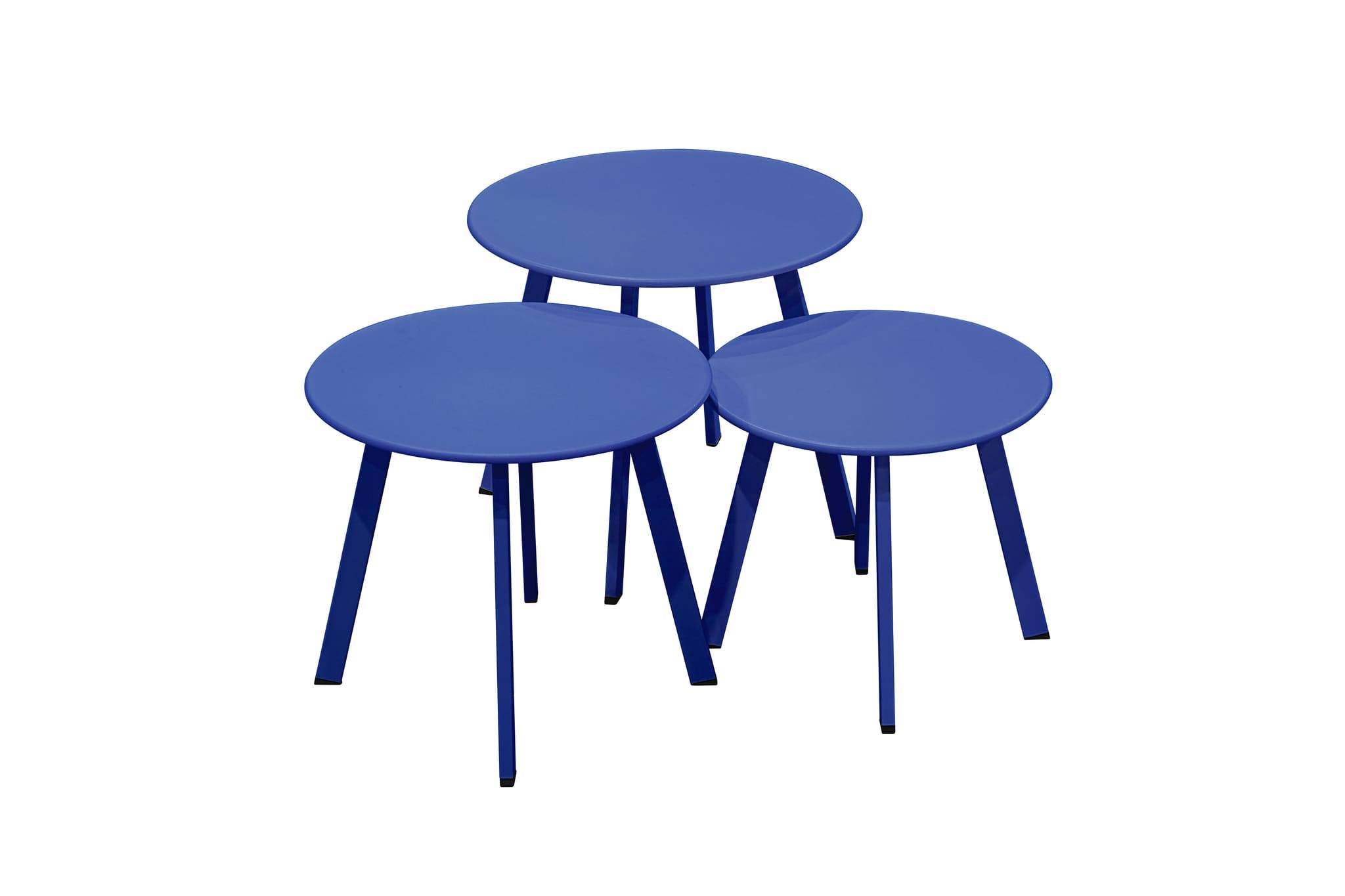 Ecloz - Ensemble 3 tables d'appoint de jardin acier bleu Fanette ECLOZ - Image 1