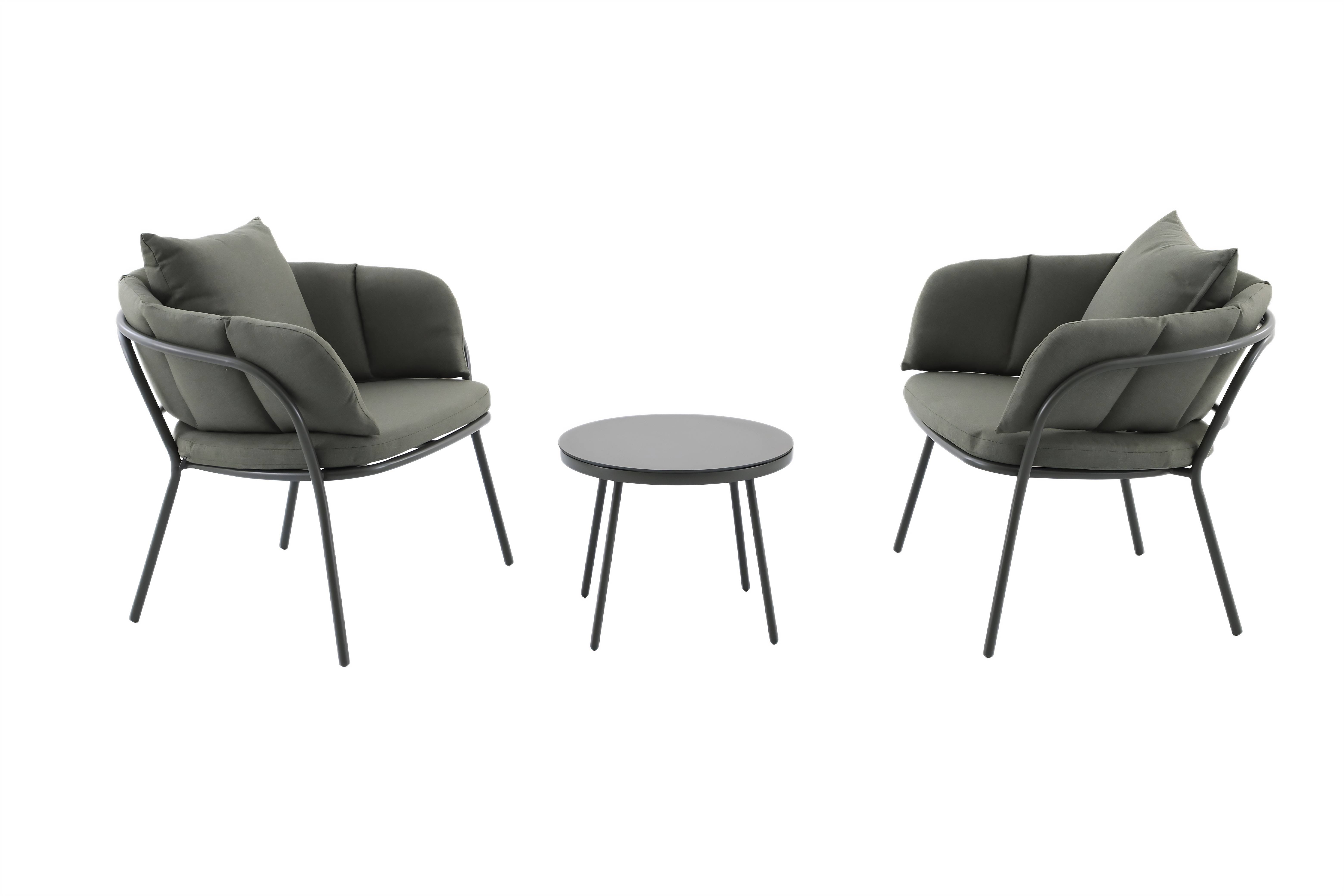 Ecloz - Salon de jardin détente acier polyester 2 personnes vert Flavien ECLOZ - Image 1