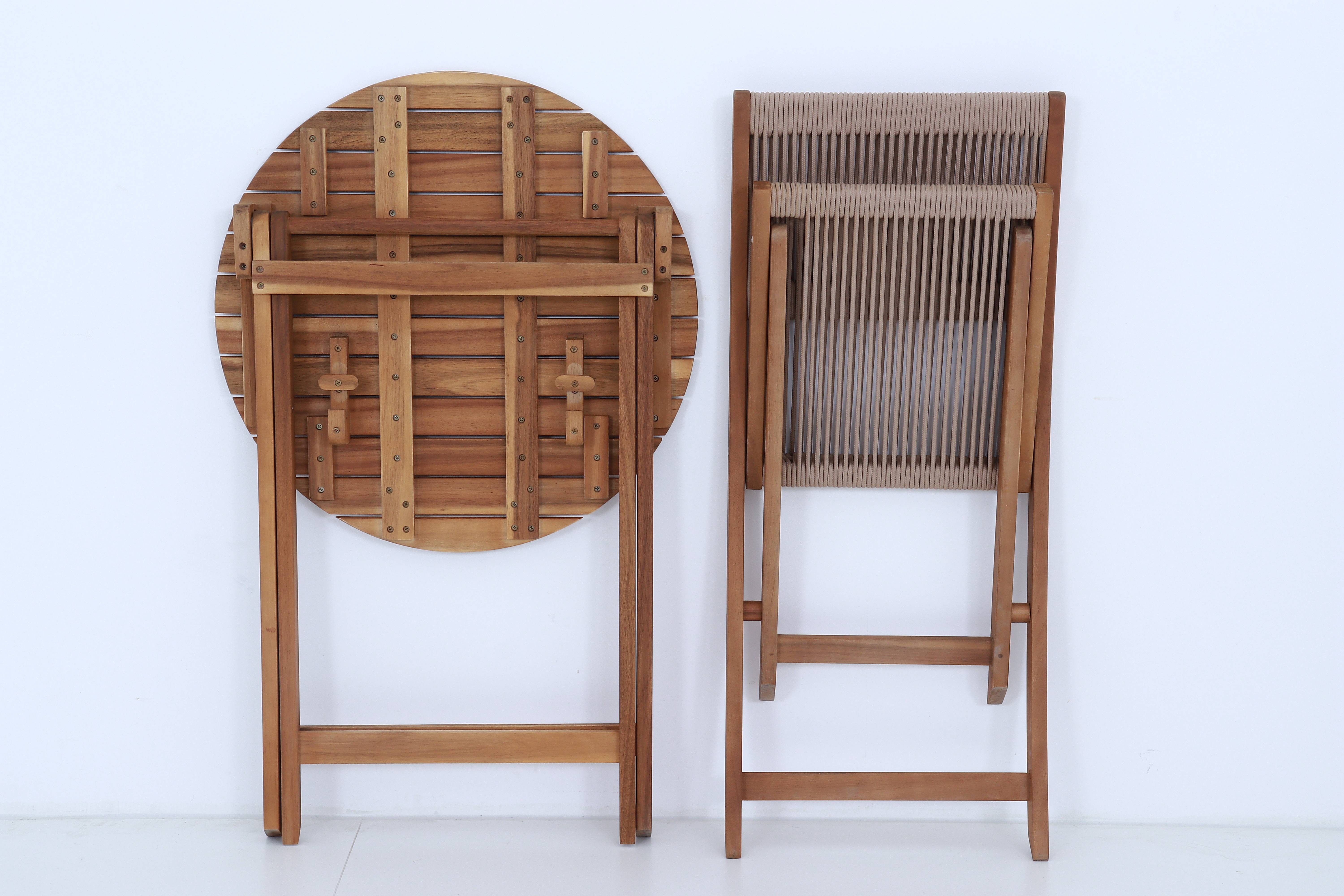 Ecloz - Salon de jardin balcon bois 2 personnes beige Esmee ECLOZ - Image 6