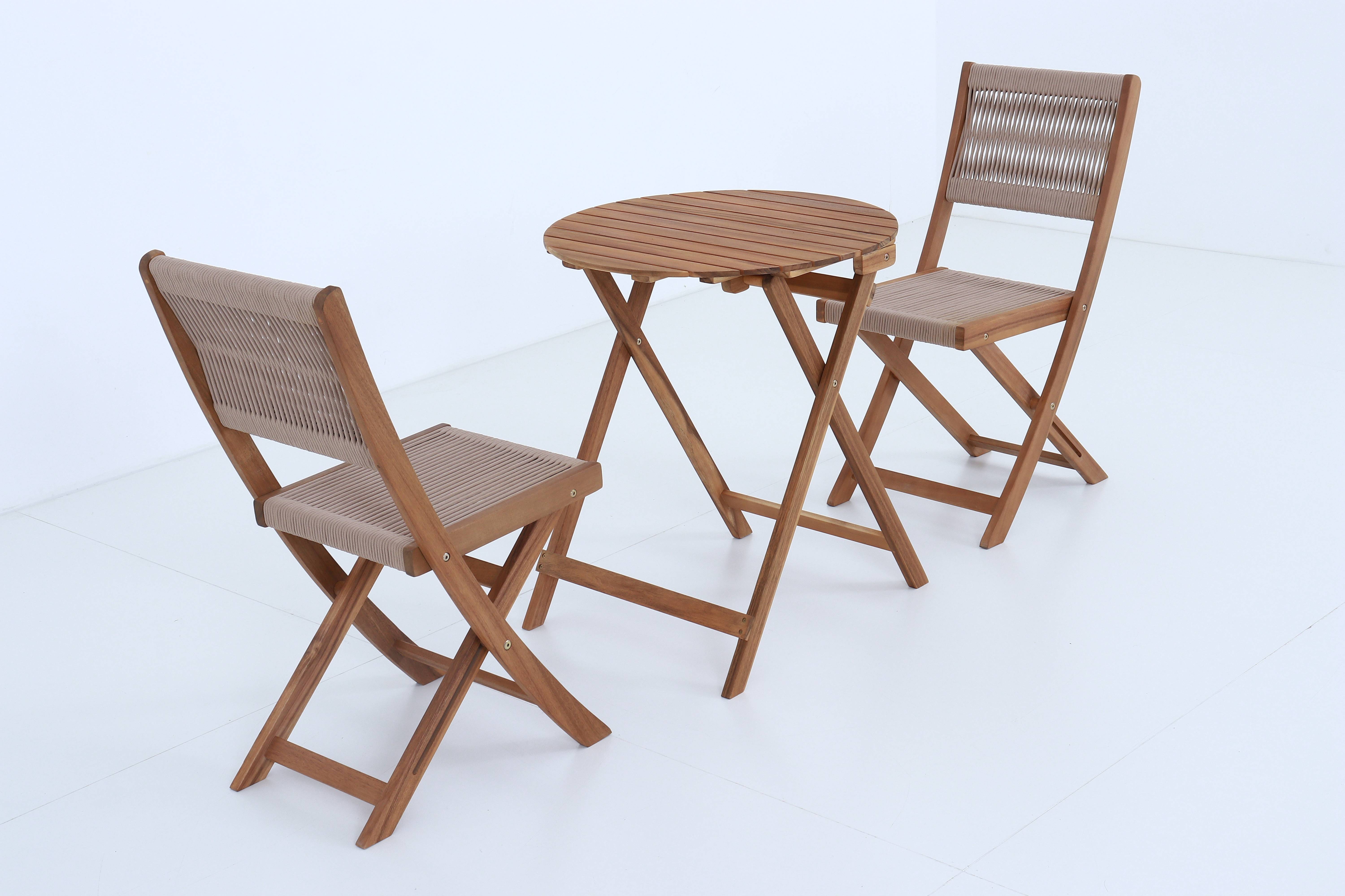 Ecloz - Salon de jardin balcon bois 2 personnes beige Esmee ECLOZ - Image 5