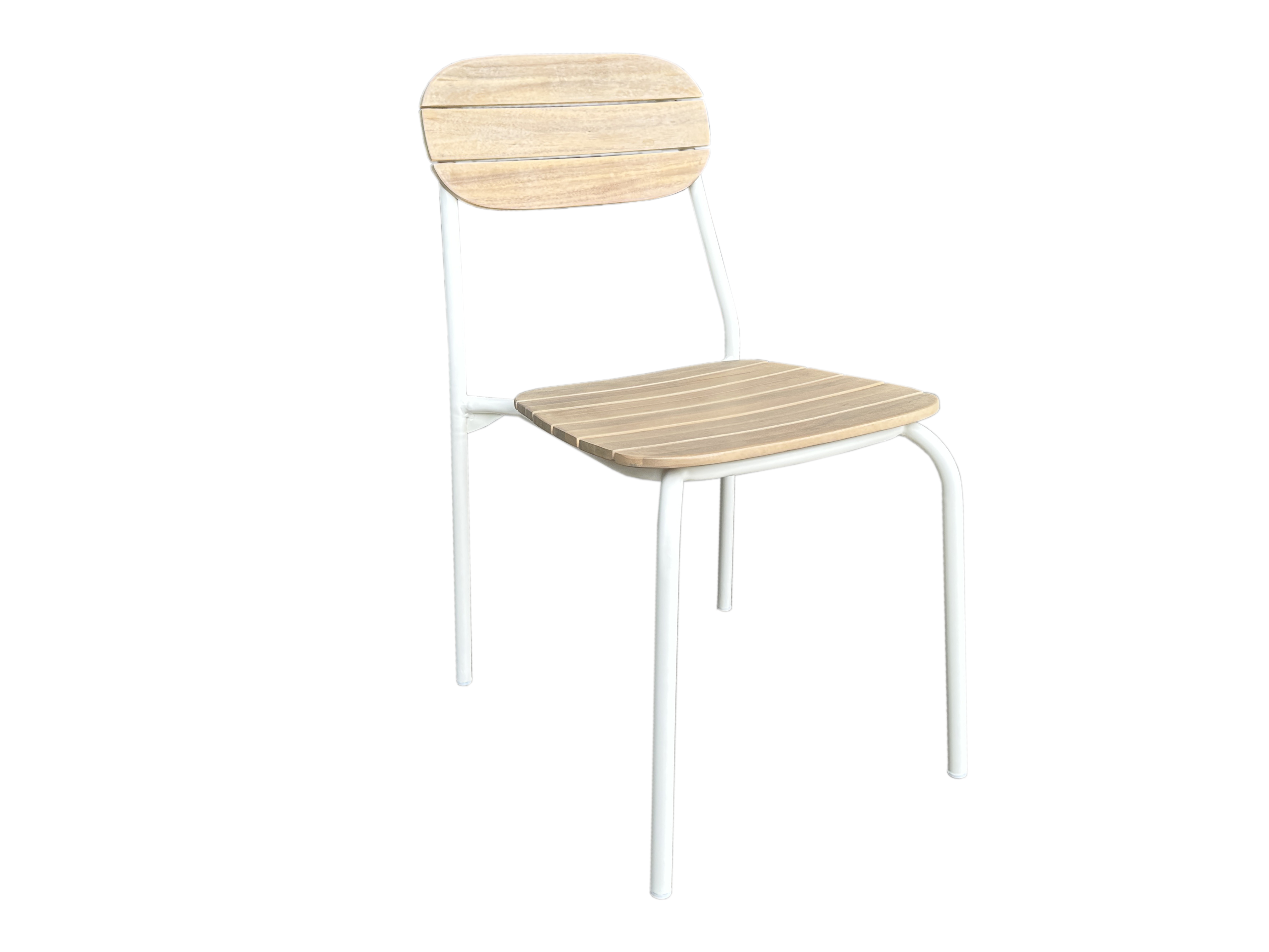 Ecloz - Chaise de jardin acier bois empilable écru Fedora ECLOZ