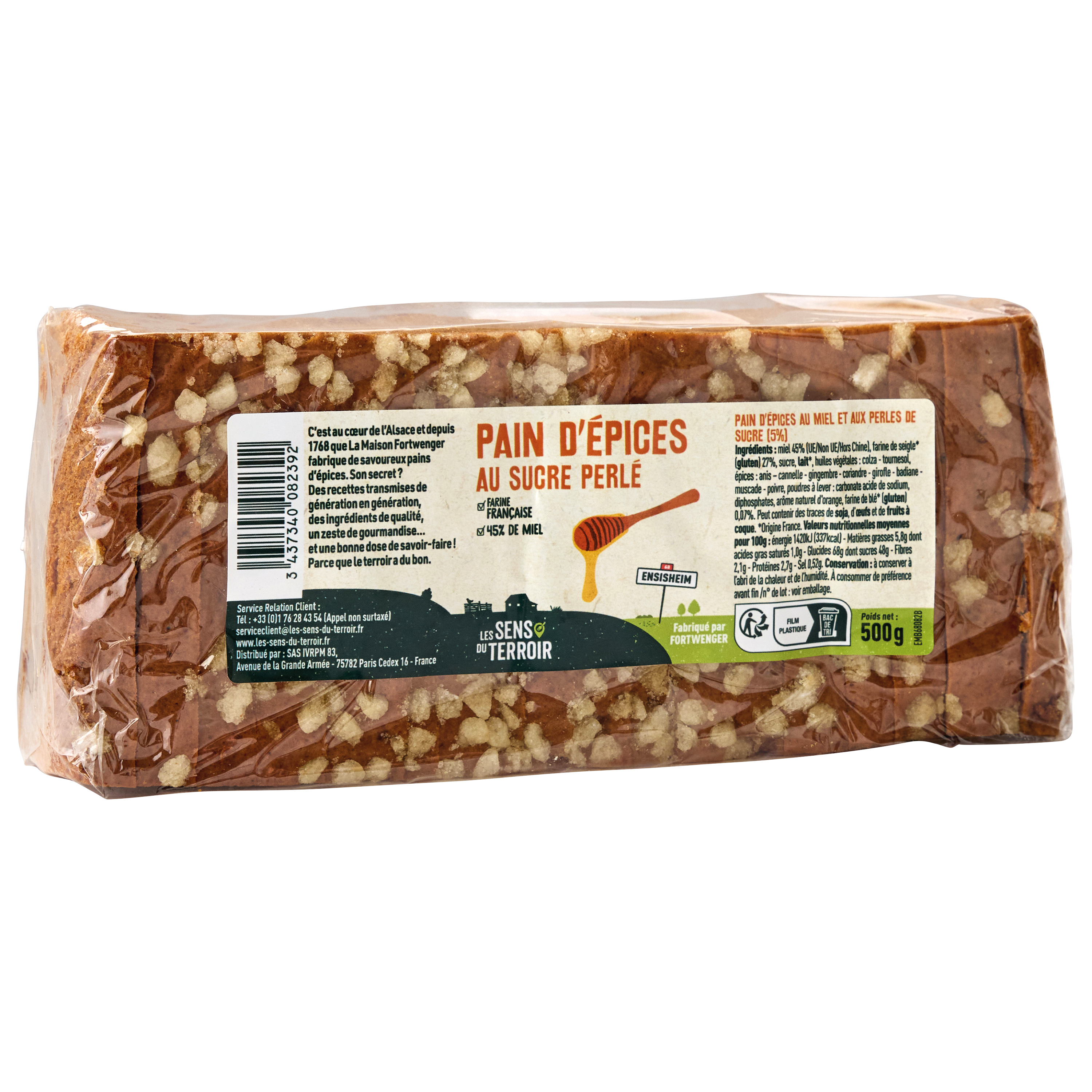 Les Sens du Terroir - Pain d'épices au sucre perlé 500 g - Les Sens du Terroir