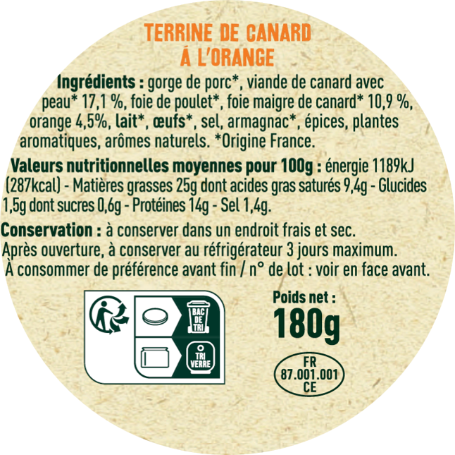 Les Sens du Terroir - Terrine de canard à l'orange 180 g - Les Sens du Terroir - Image 3