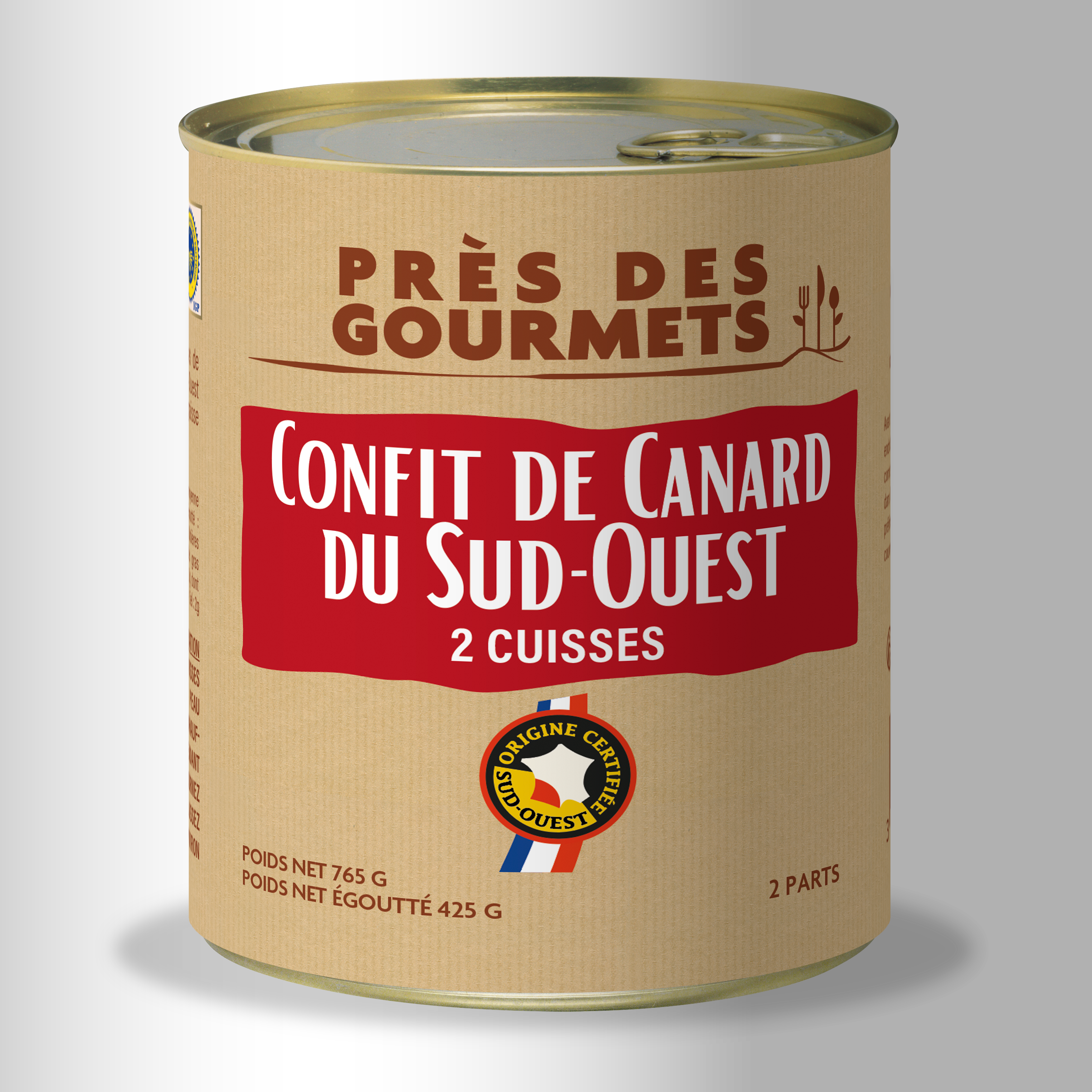 Près des Gourmets - Confit de canard du Sud-Ouest 2 cuisses 765 g - Près des gourmets