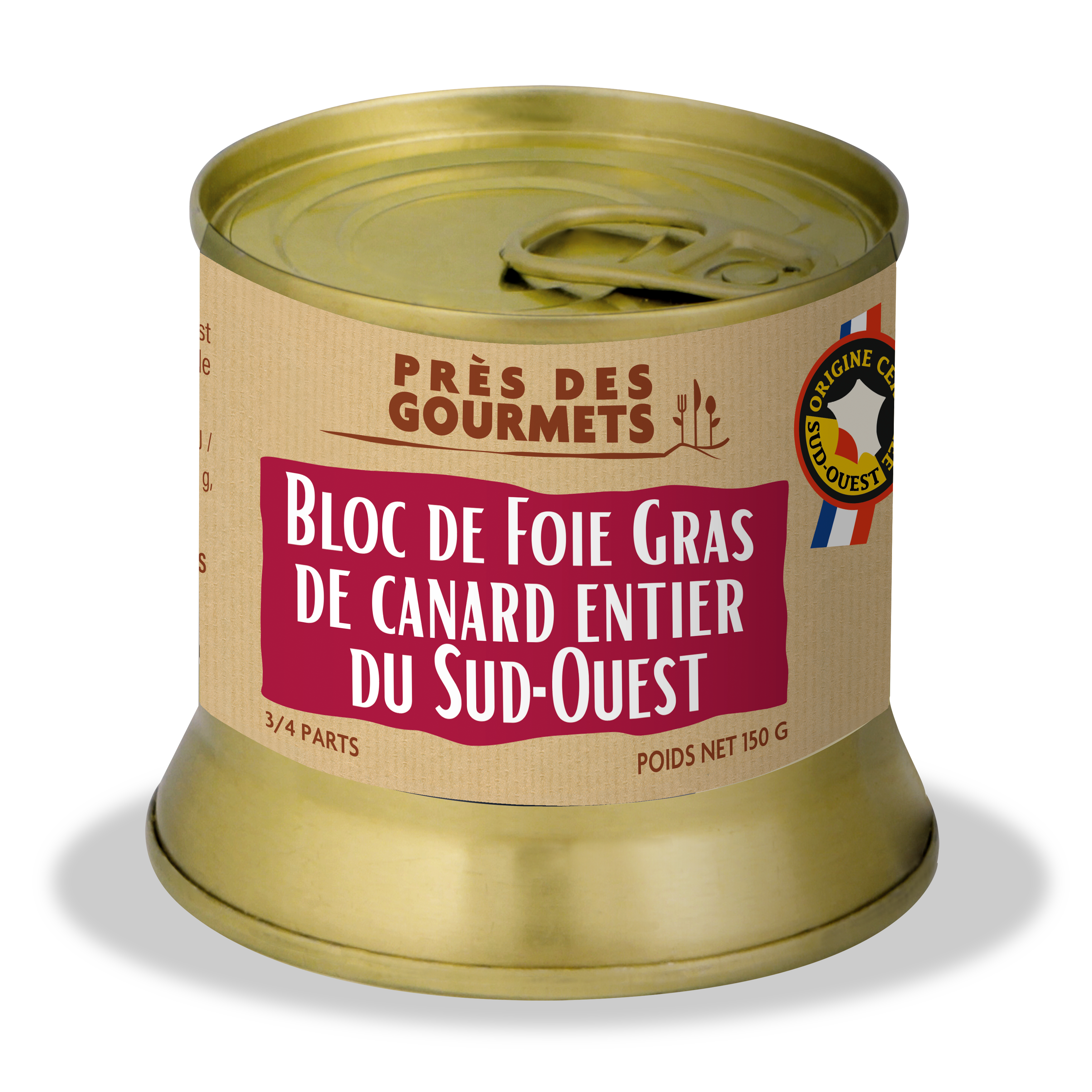 Près des Gourmets - Bloc de foie gras de canard entier du Sud-Ouest 150 g - Près des gourmets