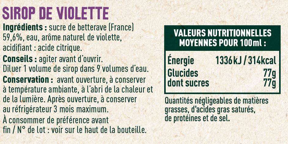 Les Sens du Terroir - Sirop de violette 70 cl - Les Sens du Terroir - Image 2