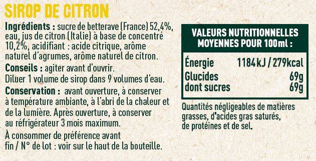 Les Sens du Terroir - Sirop de citron 70 cl - Les Sens du Terroir - Image 2