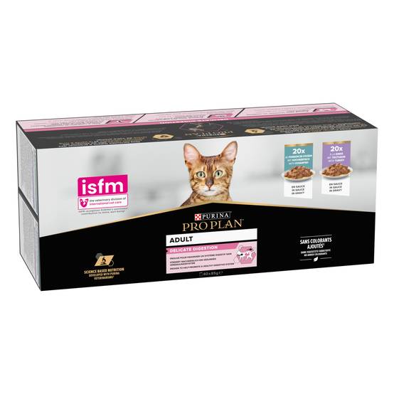 Purina Pro Plan - PRO PLAN Adulte Delicate Digestion Dinde Poisson Sauce 40x85g Pochons pour chat adulte