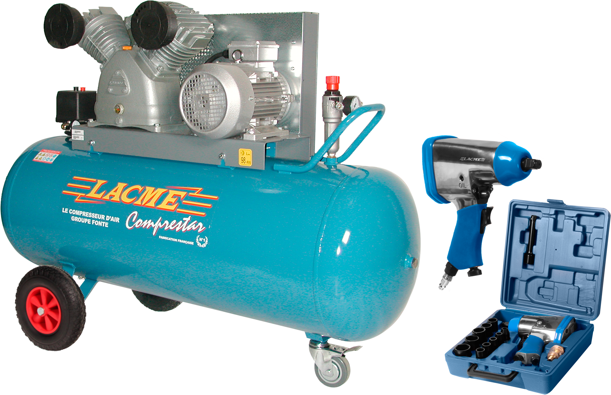 Lacme - Compresseur mobile Comprestar 36V200T - 36 m³/h triphasé - 200 litres - 11 bar - LACMÉ - Image 2