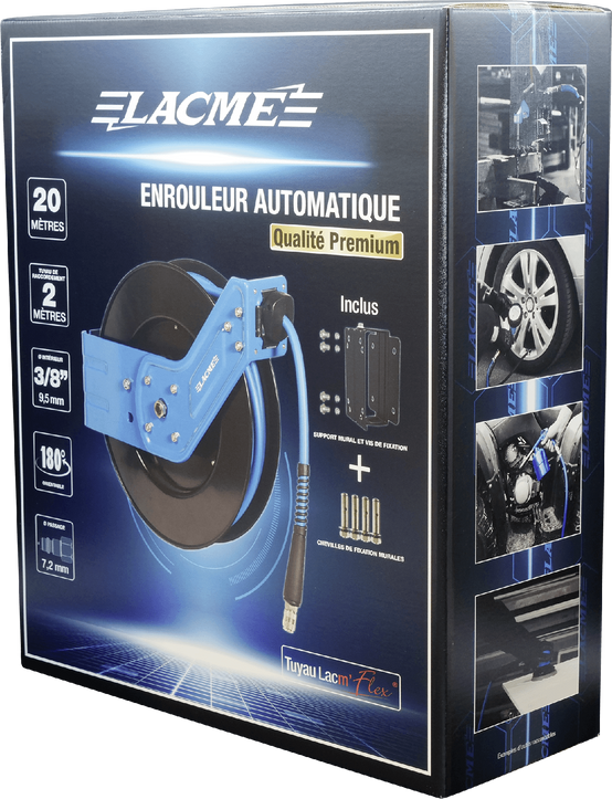 Lacme - Enrouleur automatique carter ouvert 20 m - Ø 9,5 x 15 mm - 3/8”, tuyau Lacm'Flex - LACMÉ - Image 2