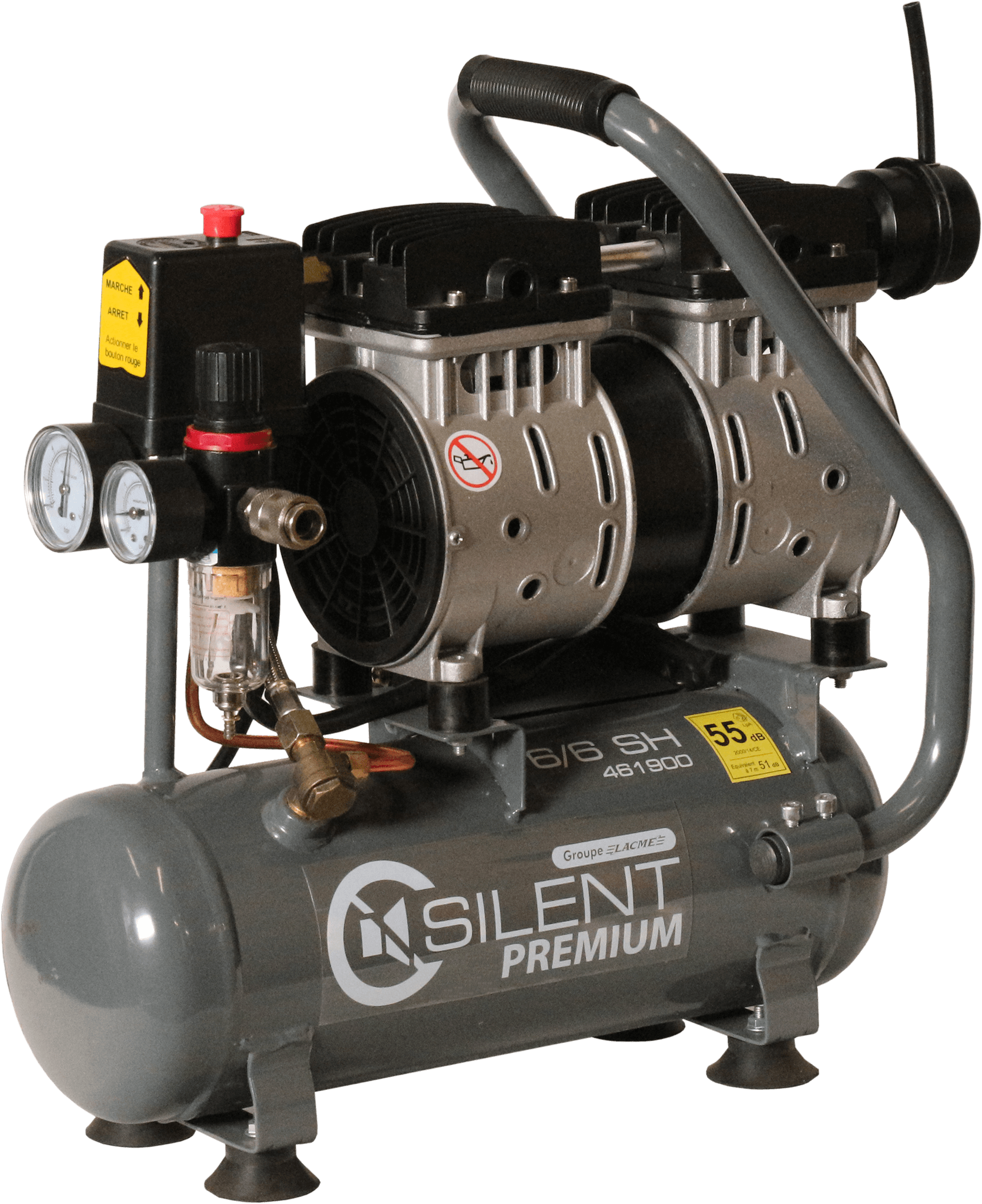 Lacme - Compresseur portatif SILENT 6/6 SH - 6 m³/h monophasé - 6 litres - 8 bar - LACMÉ - Image 2
