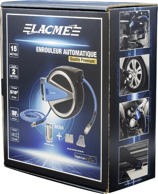 Lacme - Enrouleur automatique carter fermé 15 m - Ø 8x12,5 mm - 5/16”, tuyau Lacm'Flex - LACMÉ - Image 1