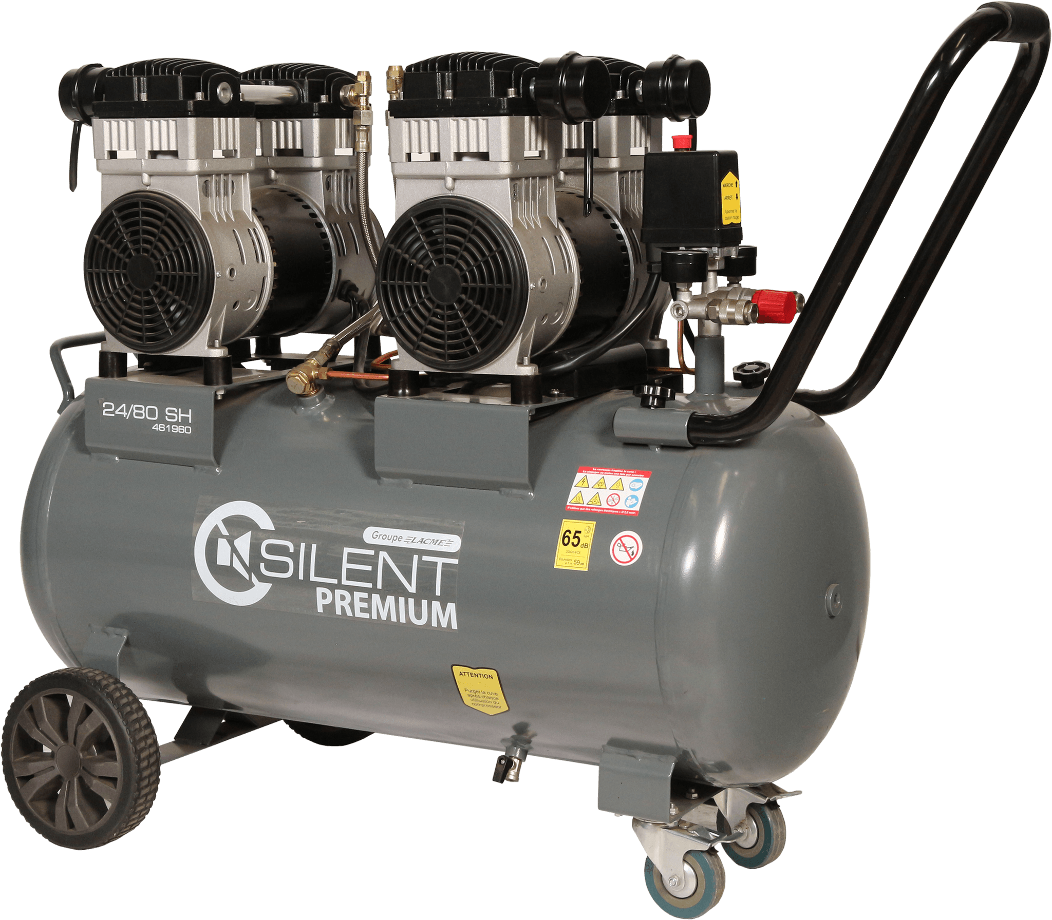 Lacme - Compresseur mobile SILENT 24/80 SH - 24 m³/h monophasé - 80 litres - 8 bar - LACMÉ - Image 1
