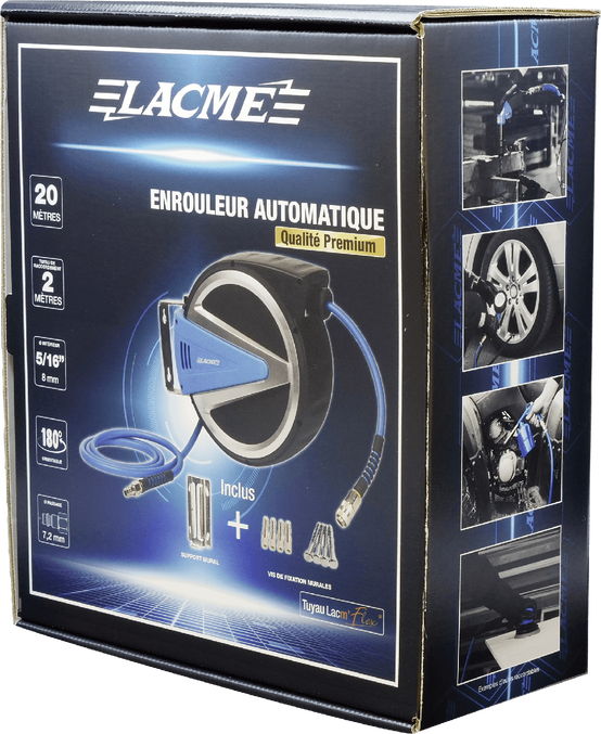 Lacme - Enrouleur automatique carter fermé 20 m - Ø 8 x 12,5 mm - 5/16”, tuyau Lacm'Flex - LACMÉ - Image 1