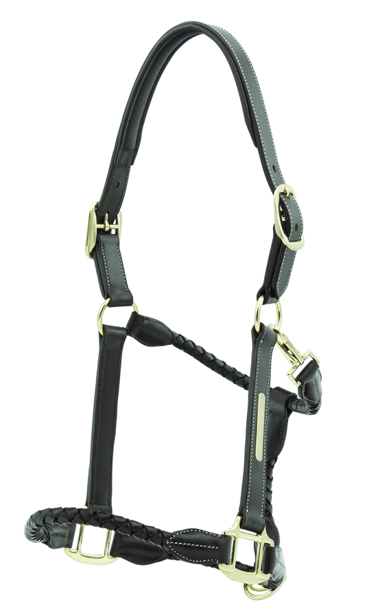 Lacme - Licol cuir PRESTIGE marron tressé cheval - LACMÉ