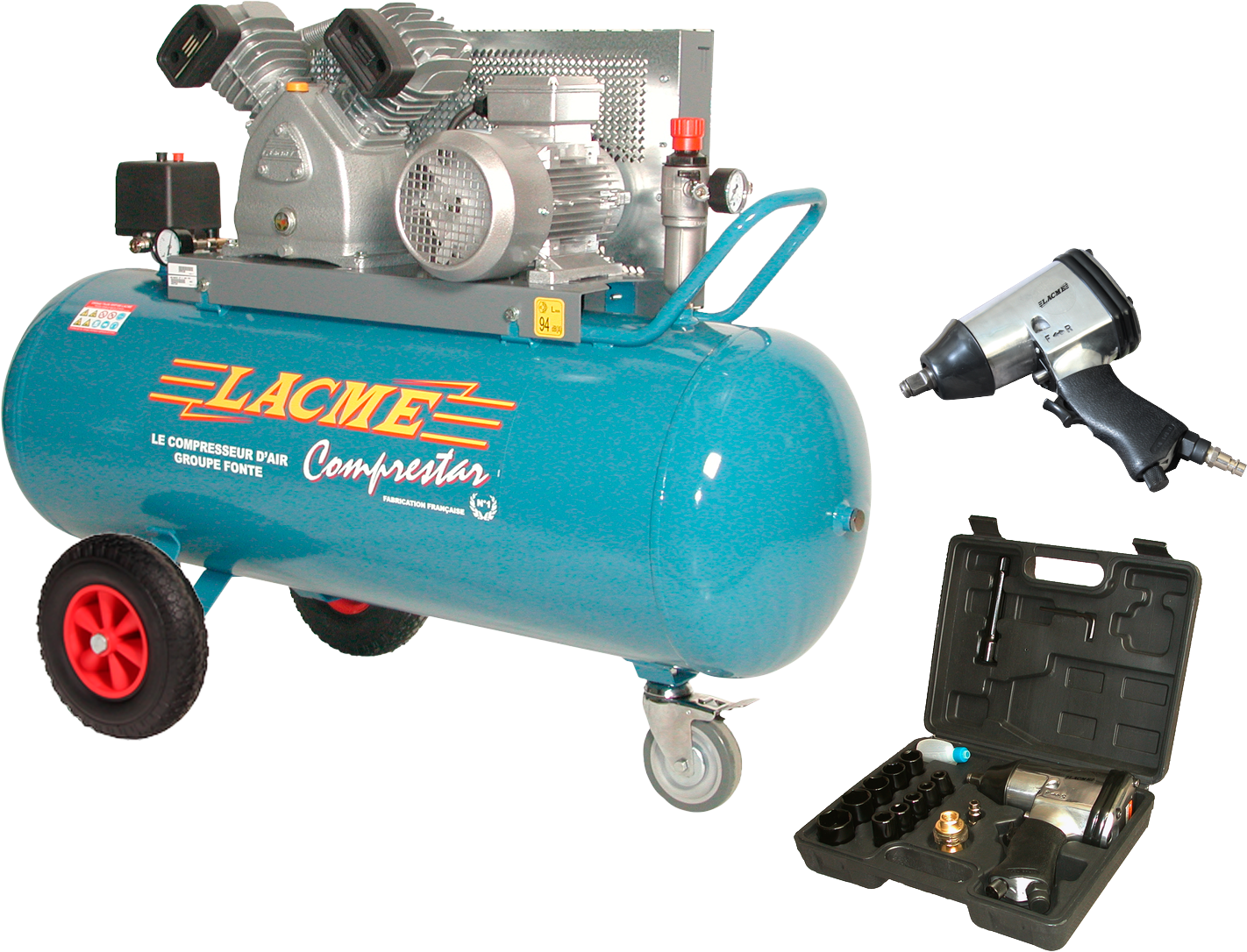 Lacme - Compresseur mobile Comprestar 27V150T - 27 m³/h triphasé - 150 litres - 11 bar - LACMÉ - Image 1