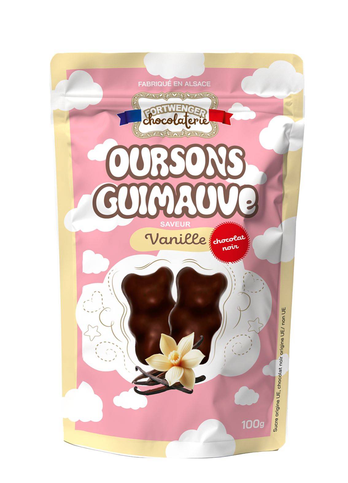 Fortwenger - Oursons guimauve vanille chocolat noir 100 g - Fortwenger