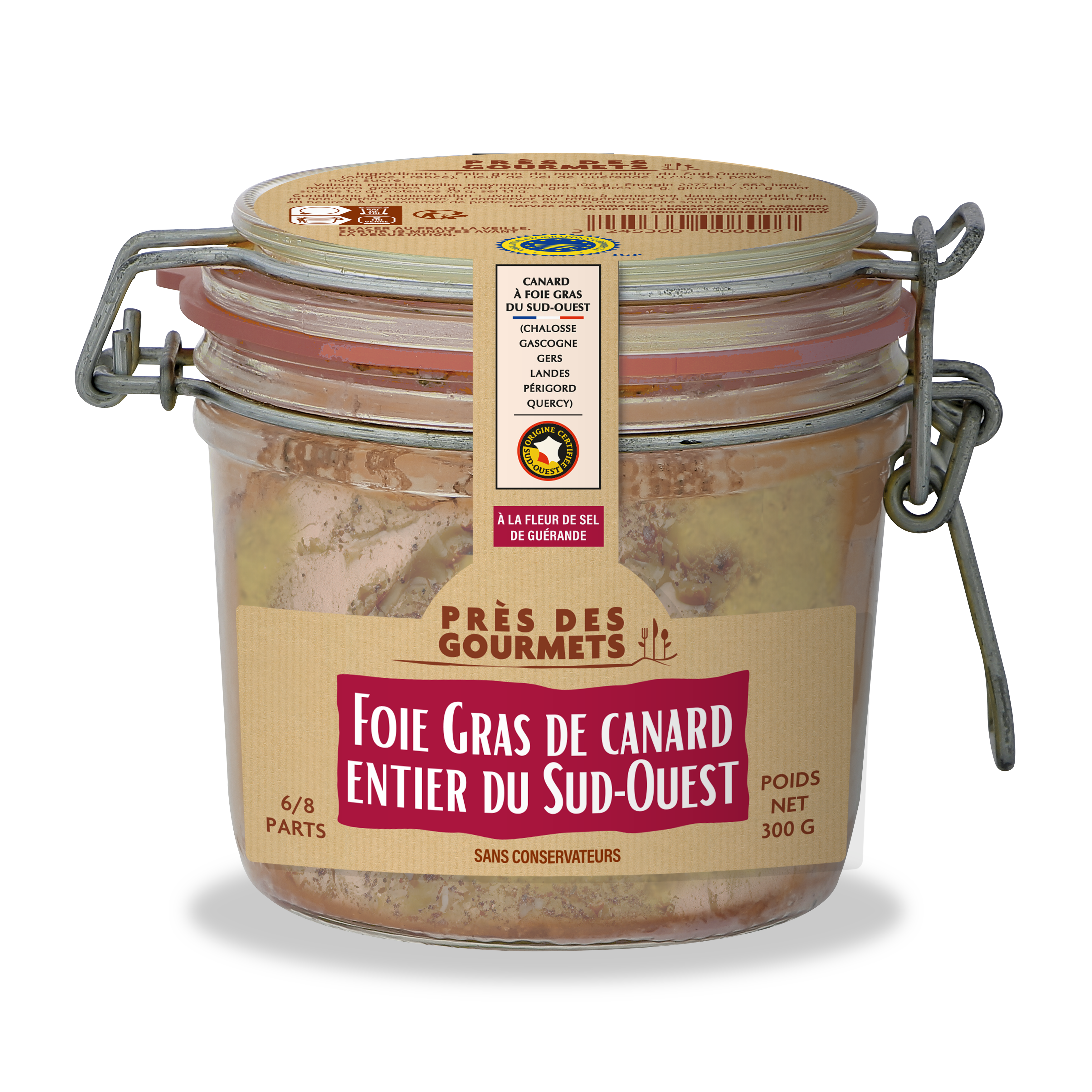 Près des Gourmets - Foie gras entier de canard IGP Sud-Ouest 300 g - Près des gourmets