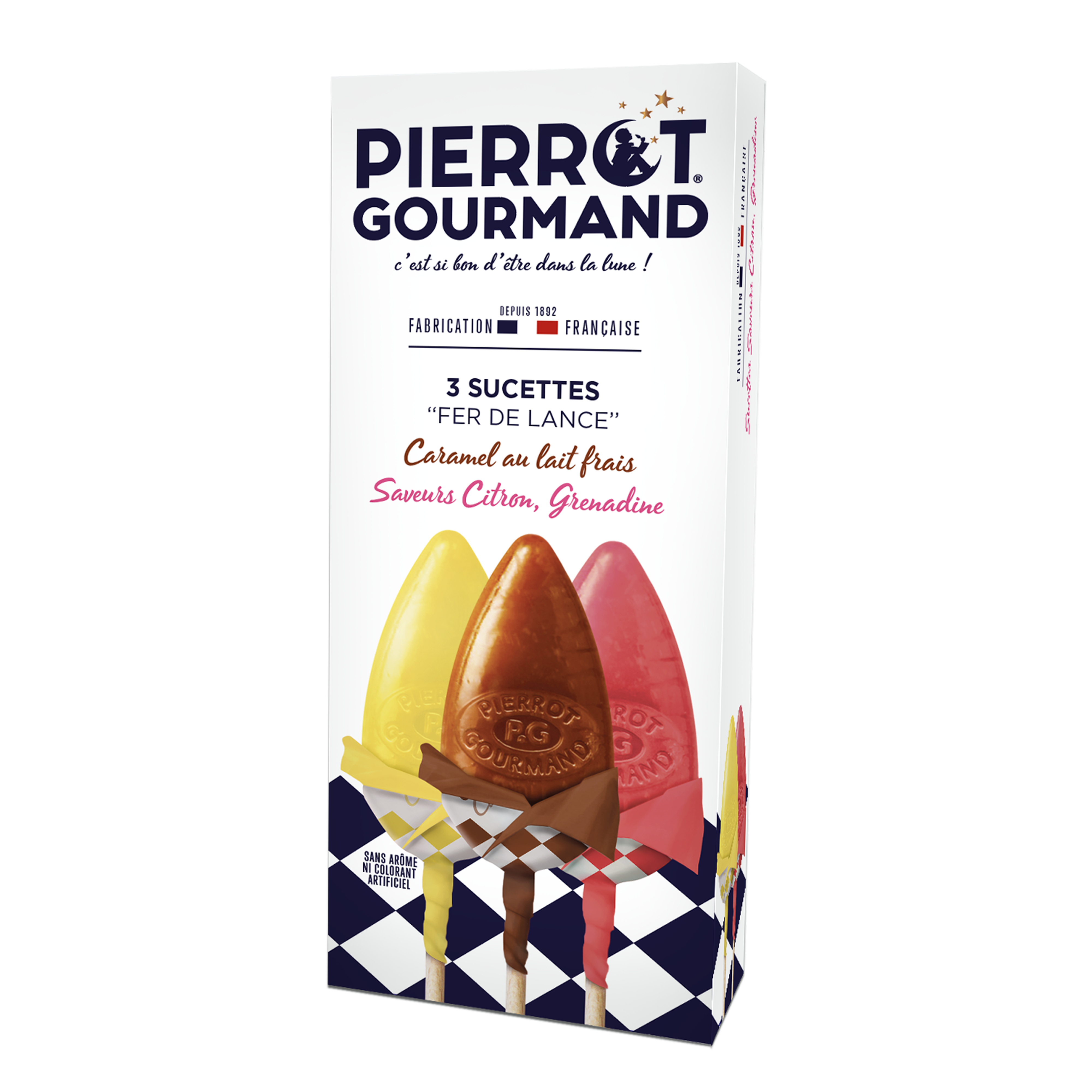 Pierrot Gourmand - Sucettes caramel au lait frais, grenadine et citron x3- Pierrot Gourmand - Image 1