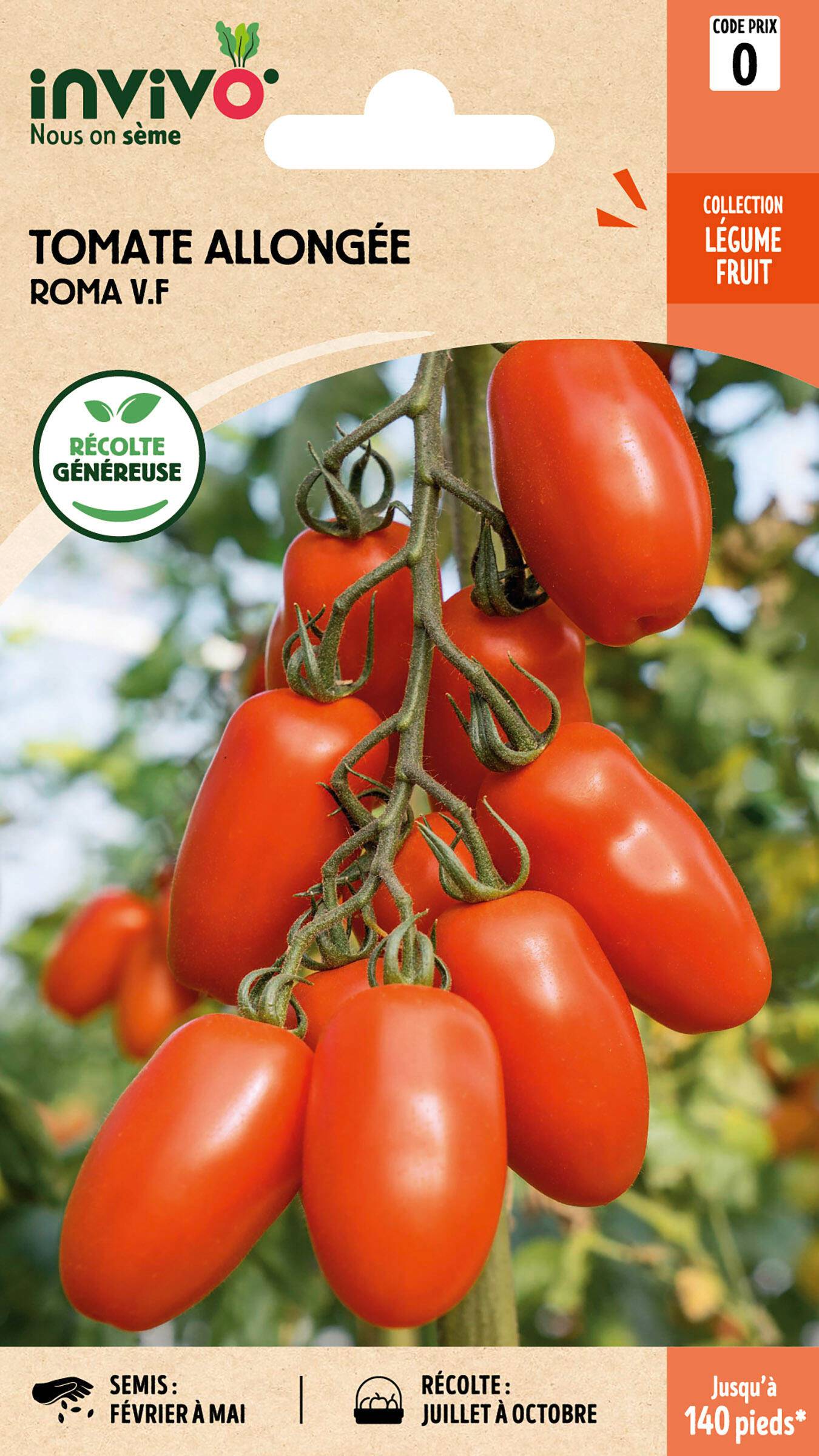 Invivo Nous On Sème - Tomate Allongée Roma V.F sachet de 0,8g - Série 0 - INVIVO Nous on sème - Image 1