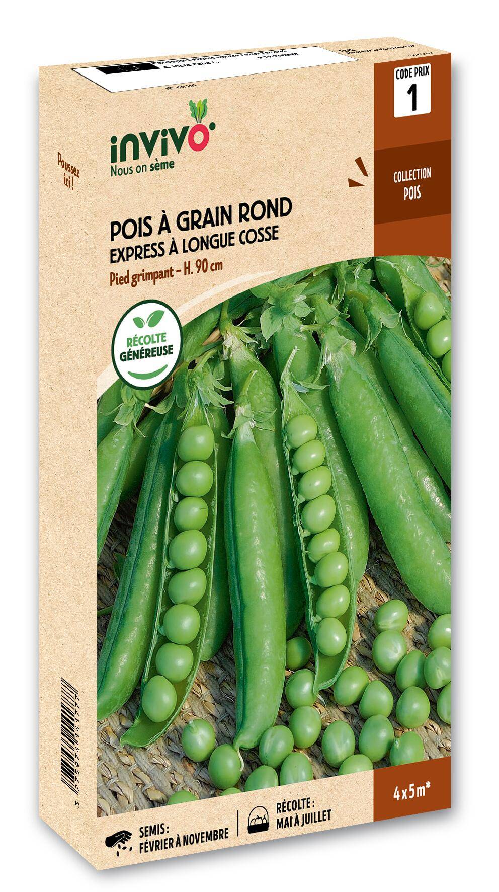 Invivo Nous On Sème - Pois Grimpant à Grain Rond Le Généreux boîte de 200g - Série 1 - INVIVO Nous on sème - Image 1