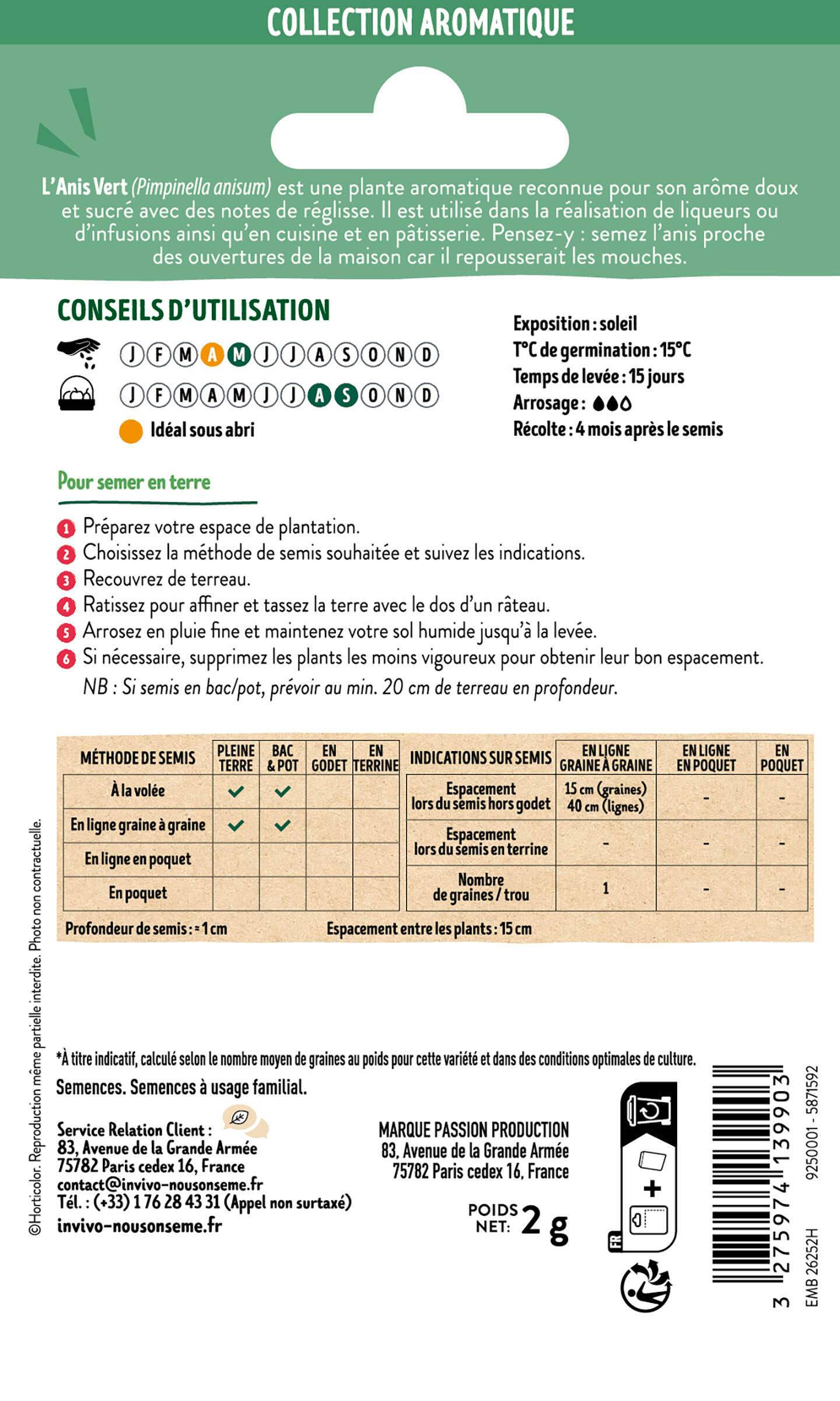 Invivo Nous On Sème - Anis vert graines sachet 2 g - INVIVO Nous on sème - Image 2