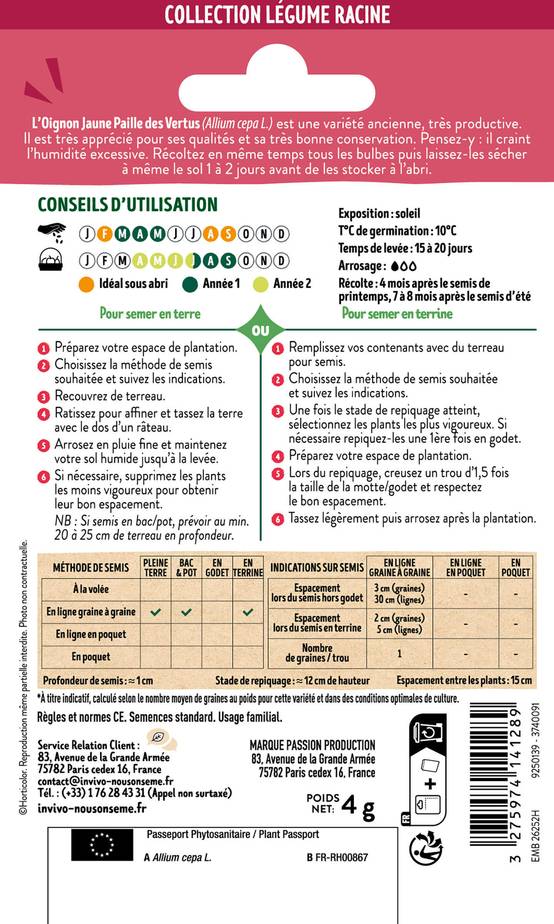 Invivo Nous On Sème - Oignon Jaune Paille des Vertus sachet de 4g - Série 1 - INVIVO Nous on sème - Image 2