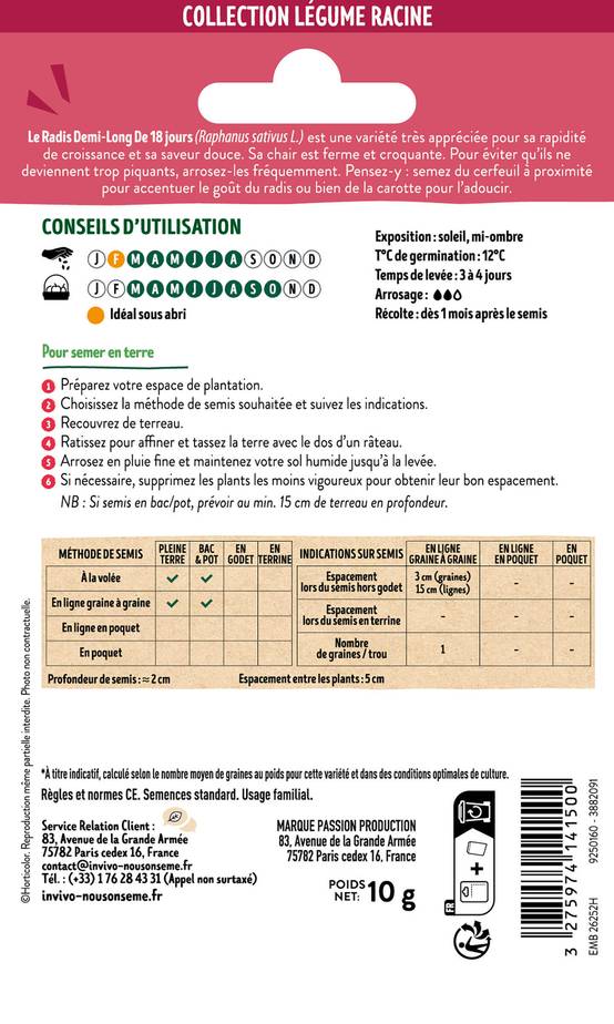 Invivo Nous On Sème - Radis de 18 Jours sachet de 10g - Série 1 - INVIVO Nous on sème - Image 2
