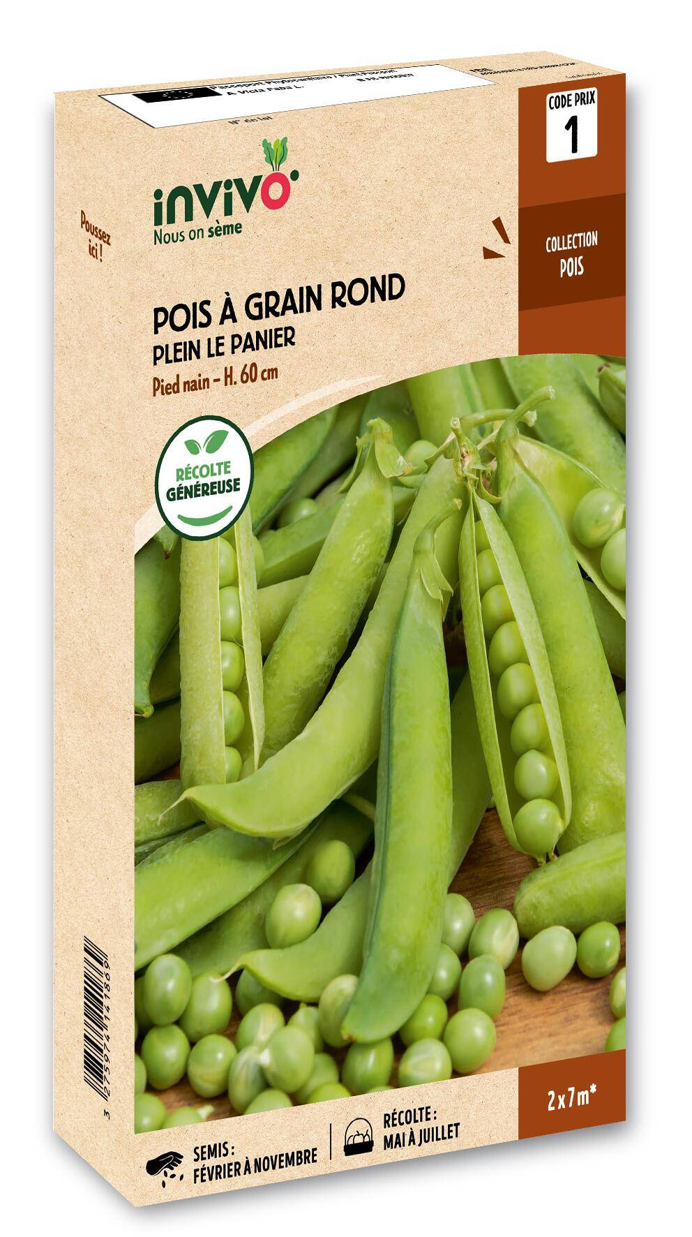 Invivo Nous On Sème - Pois Nain à Grain Rond Plein le Panier boîte de 200g - Série 1 - INVIVO Nous on sème - Image 1