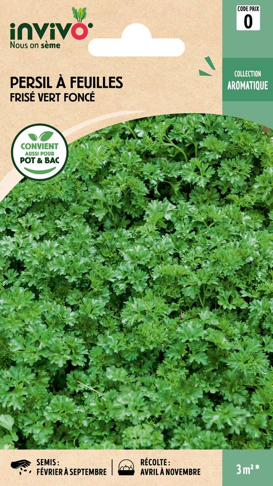 Invivo Nous On Sème - Persil à feuilles frisé vert foncé graines sachet 5 g - INVIVO Nous on sème - Image 1