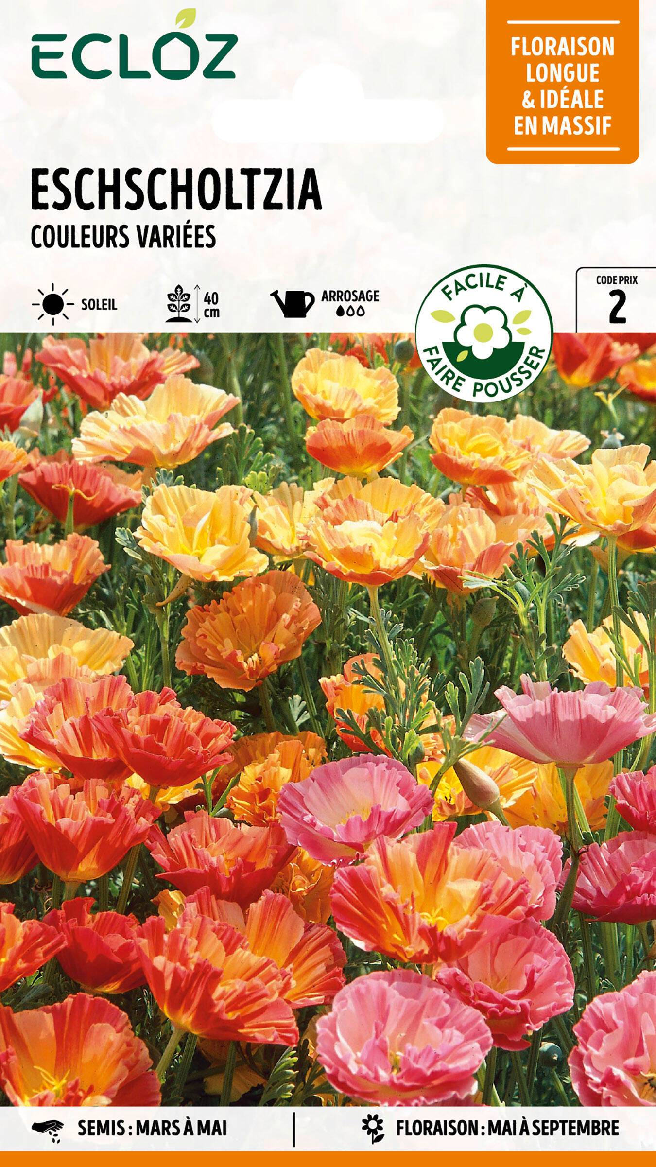 Ecloz - Eschscholtzia couleurs variées graines sachet 2 g - ECLOZ