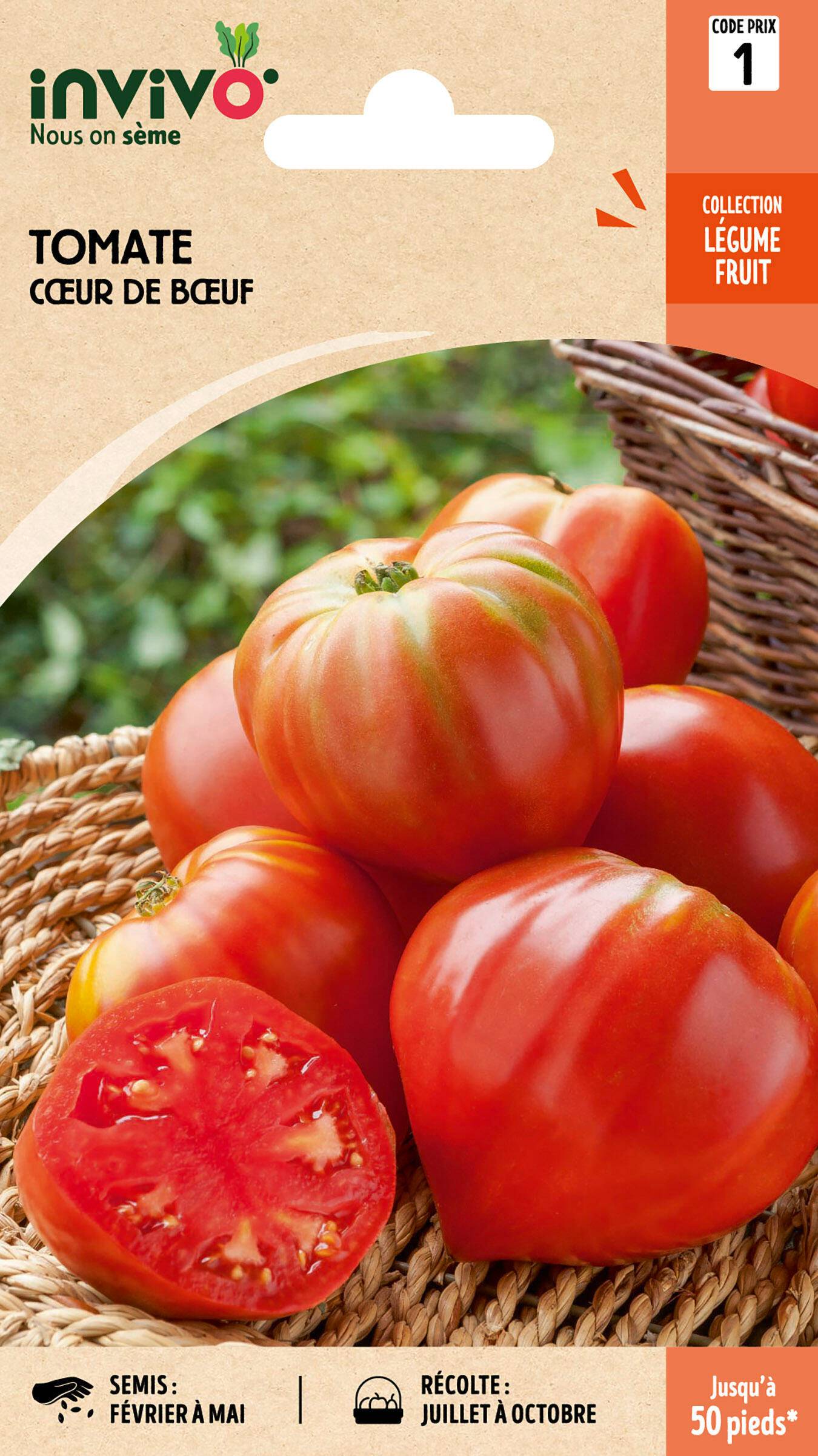 Invivo Nous On Sème - Tomate Cœur Cuor di Bue (Cœur de Bœuf) sachet de 0,8g - Série 1 - INVIVO Nous on sème