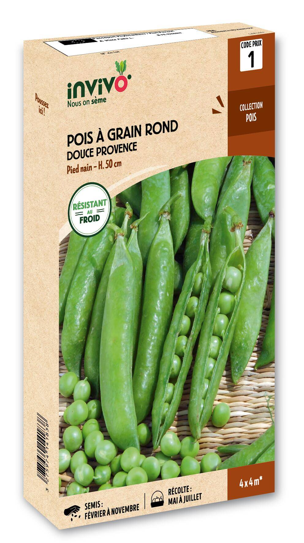 Invivo Nous On Sème - Pois Nain à Grain Rond Douce Provence boîte de 200g - Série 1 - INVIVO Nous on sème - Image 1
