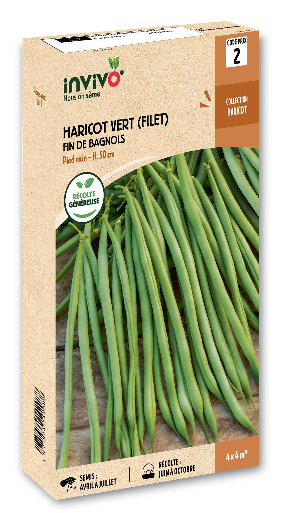 Invivo Nous On Sème - Haricot Nain Vert à Filet Fin de Bagnols boîte de 200g - Série 2 - INVIVO Nous on sème