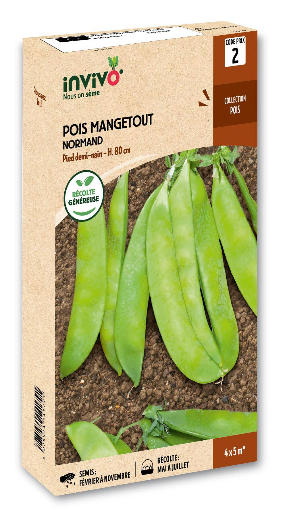 Invivo Nous On Sème - Pois Demi-Nain Mangetout Normand boîte de 200g - Série 2 - INVIVO Nous on sème - Image 1