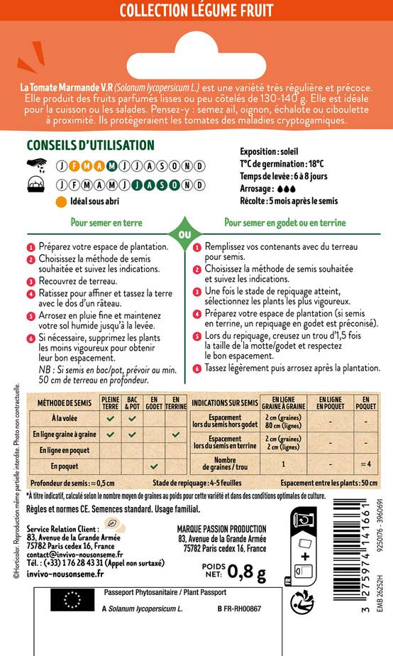 Invivo Nous On Sème - Tomate Côtelée Marmande V.R sachet de 0,8g - Série 1 - INVIVO Nous on sème - Image 2