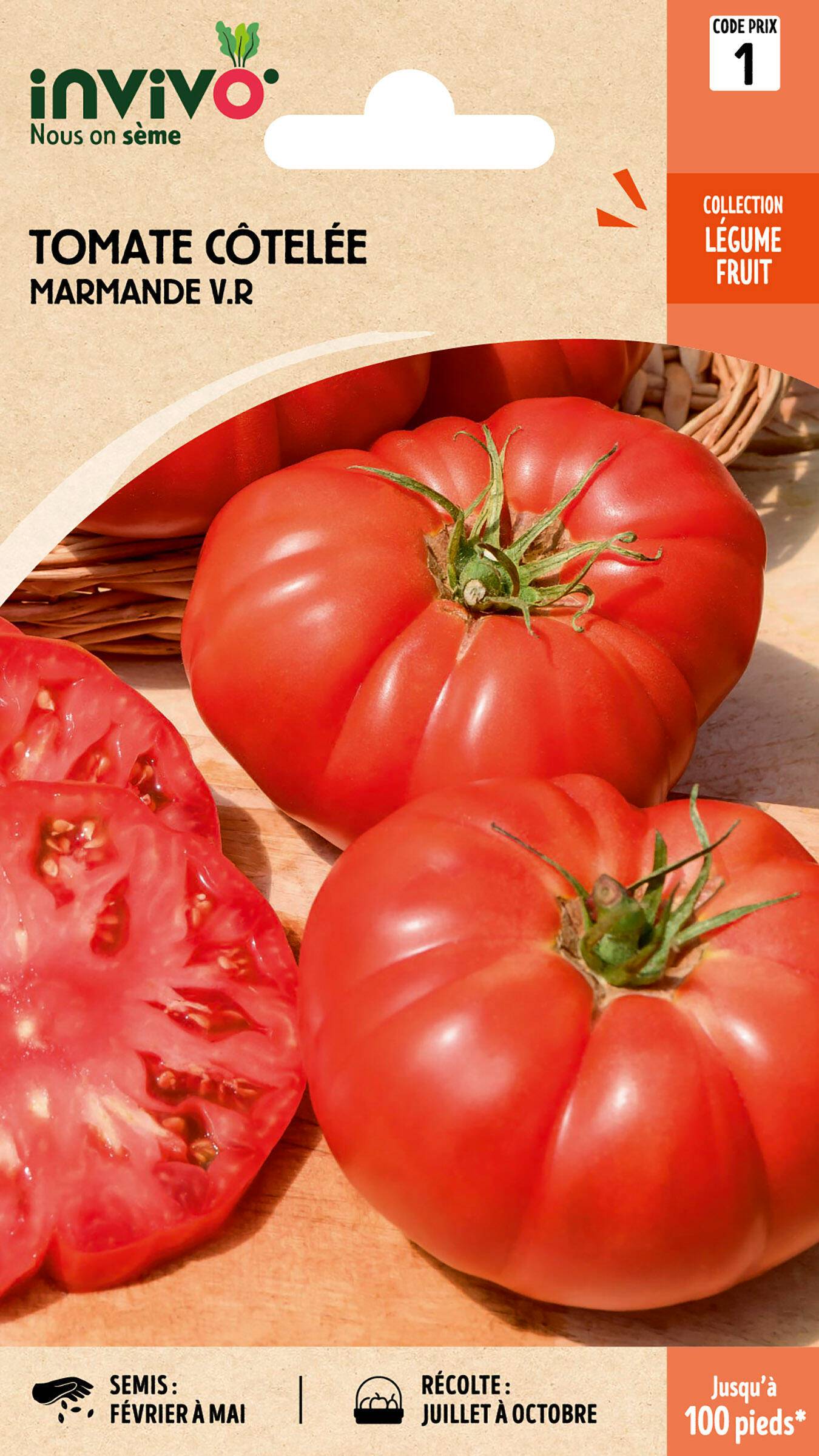 Invivo Nous On Sème - Tomate Côtelée Marmande V.R sachet de 0,8g - Série 1 - INVIVO Nous on sème
