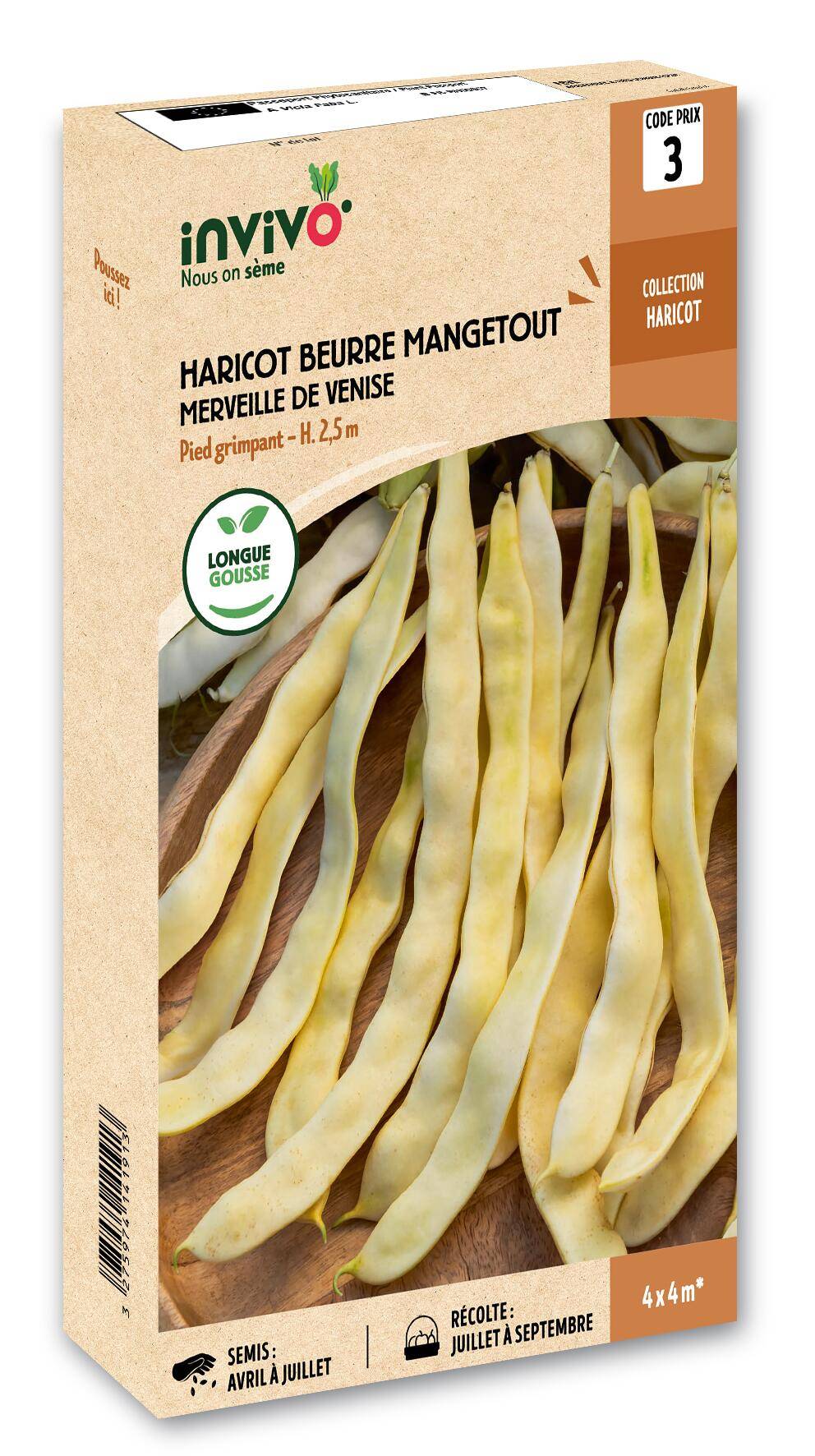 Invivo Nous On Sème - Haricot Grimpant Beurre Mangetout Merveille de Venise boîte de 200g - Série 3 - INVIVO Nous on sème - Image 1