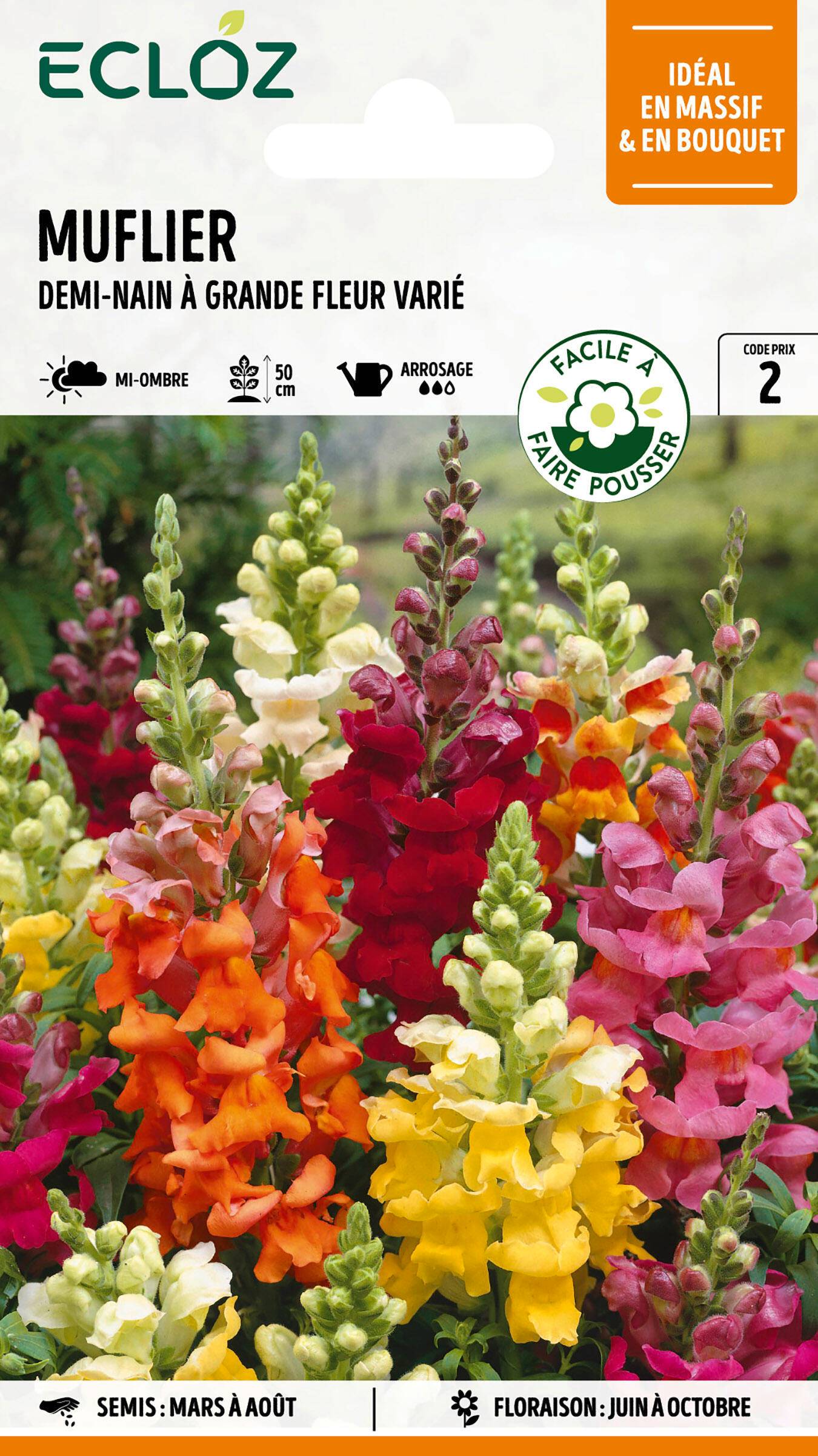 Ecloz - Muflier demi-nain à grande fleur varié graines sachet 1 g - ECLOZ