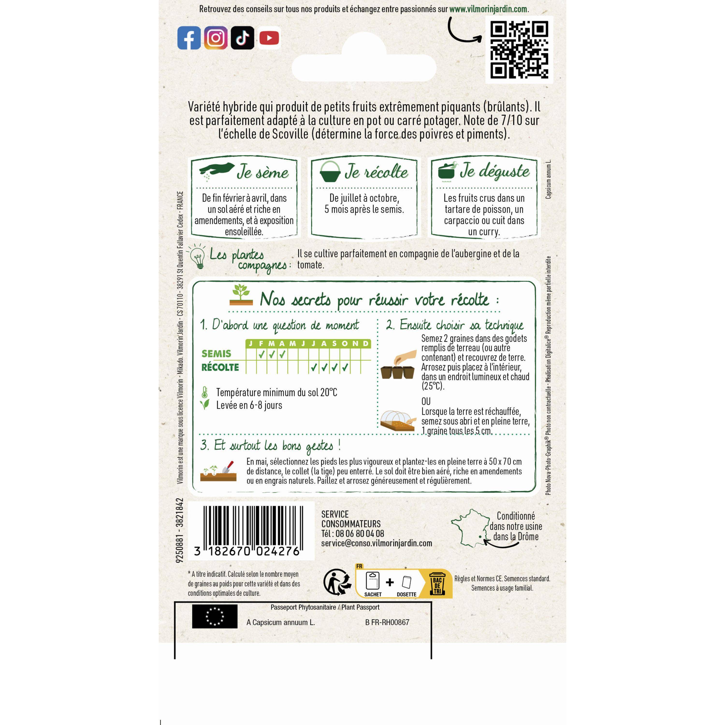 Vilmorin - Piment Topik HF1 - Cuisine du Monde Sachet de 0,5g - Série 2 -Vilmorin - Image 2