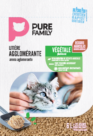 Pure Family - Litière agglomérante végétale 6 L - PURE FAMILY