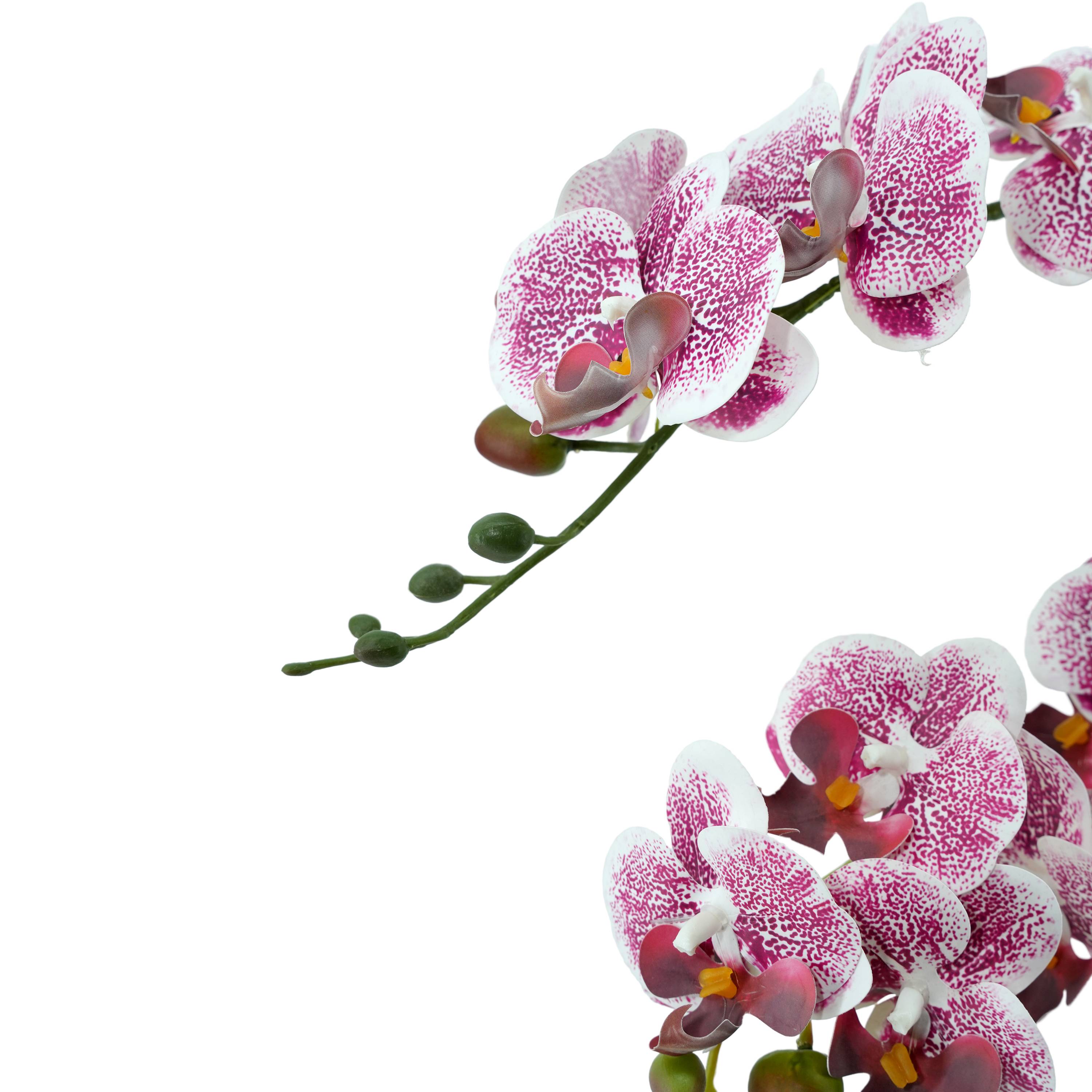 Ecloz - Orchidée phalaénopsis artificielle en pot - 4 tiges - blanche tachetée pourpre - H. 55 cm - ECLOZ - Image 5