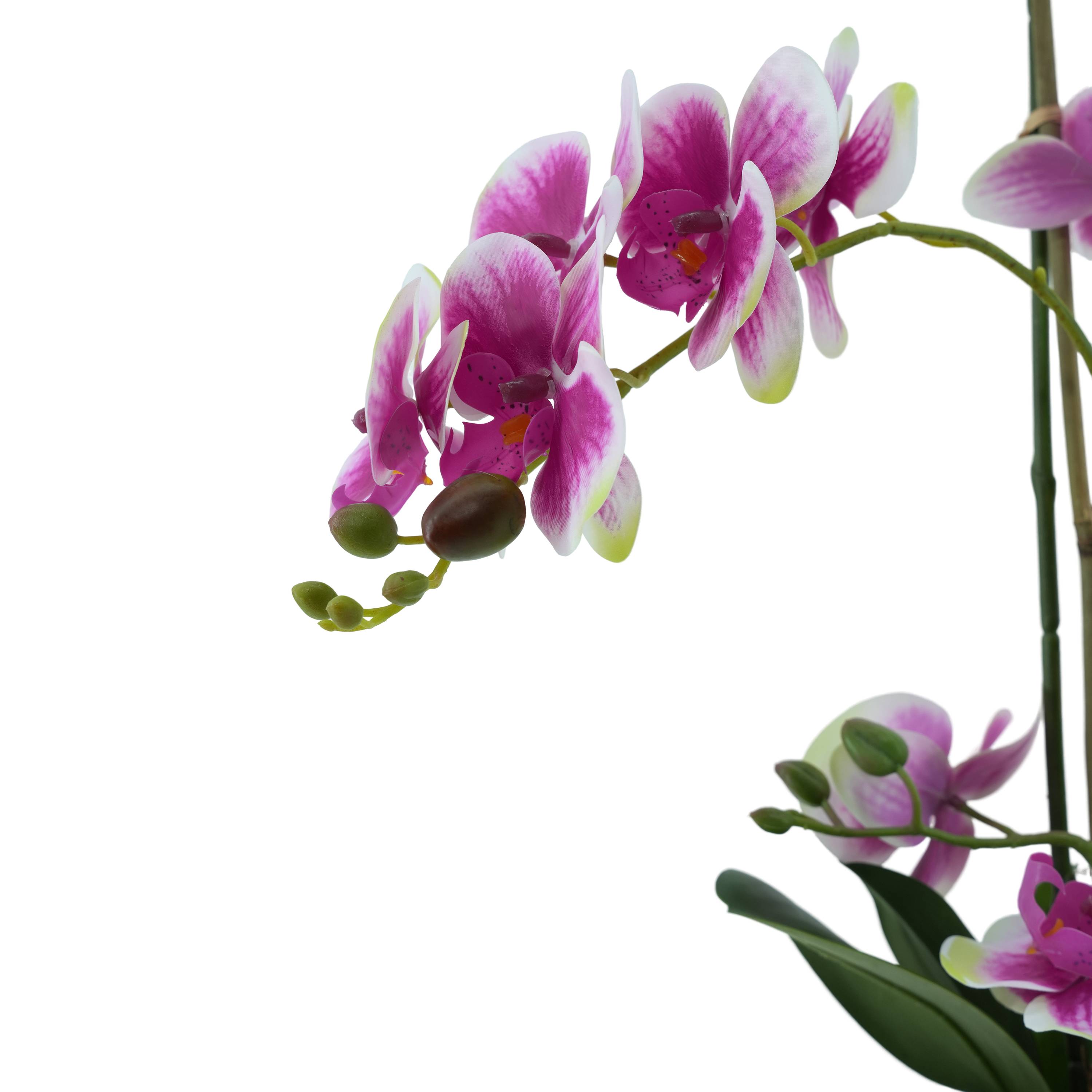 Ecloz - Orchidée phalaénopsis artificielle en pot - 4 tiges - rose cœur magenta - H. 55 cm - ECLOZ - Image 3
