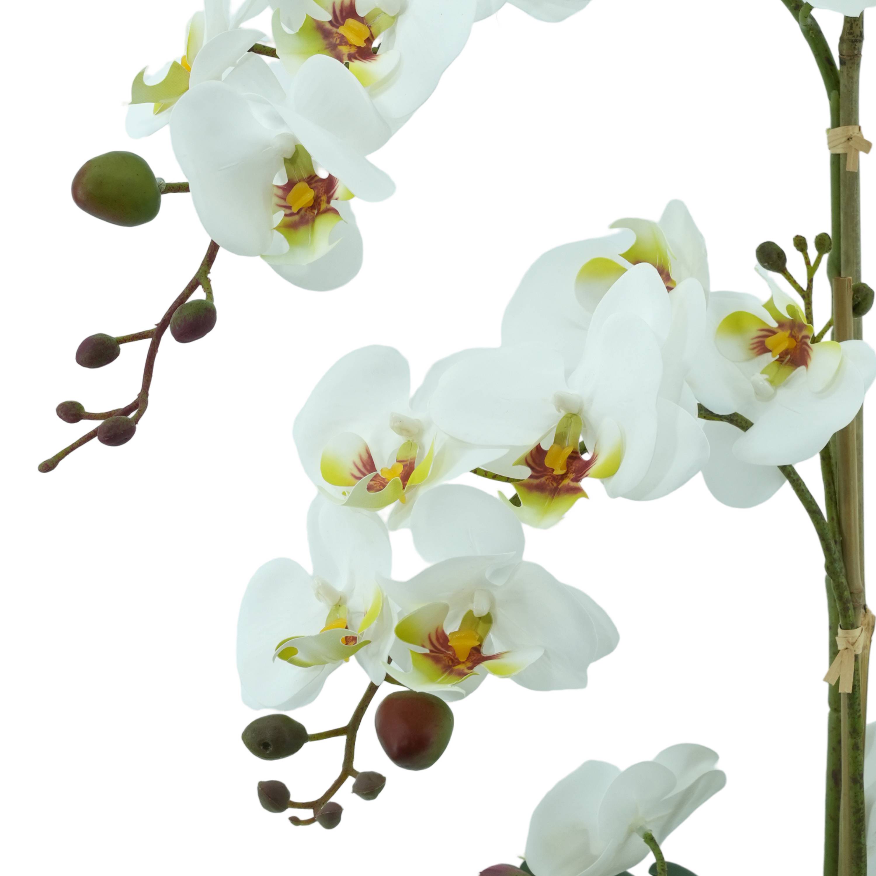 Ecloz - Orchidée phalaénopsis artificielle en pot - 4 tiges - blanche - H. 53 cm - ECLOZ - Image 3