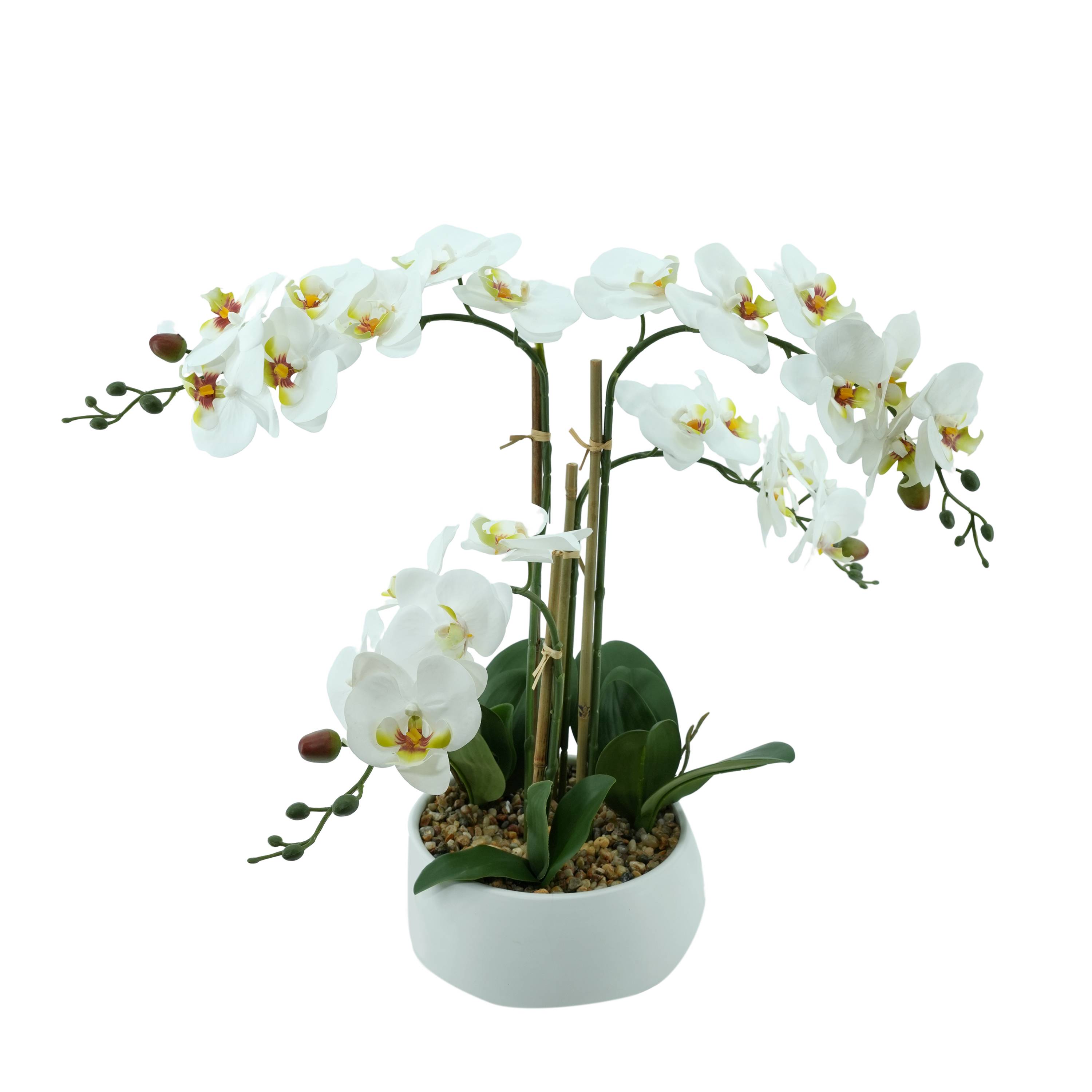 Ecloz - Orchidée phalaénopsis artificielle en pot - 4 tiges - blanche - H. 53 cm - ECLOZ - Image 1