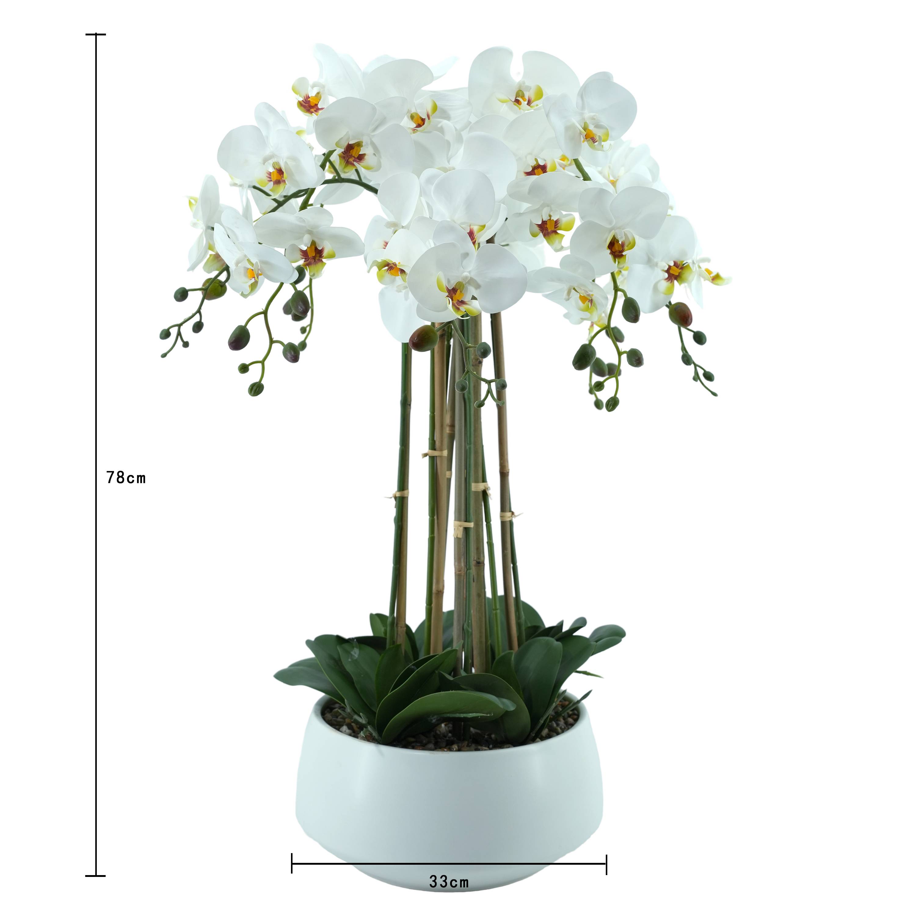 Ecloz - Orchidée phalaénopsis artificielle en pot - 8 tiges - blanche - H. 78 cm - ECLOZ - Image 2